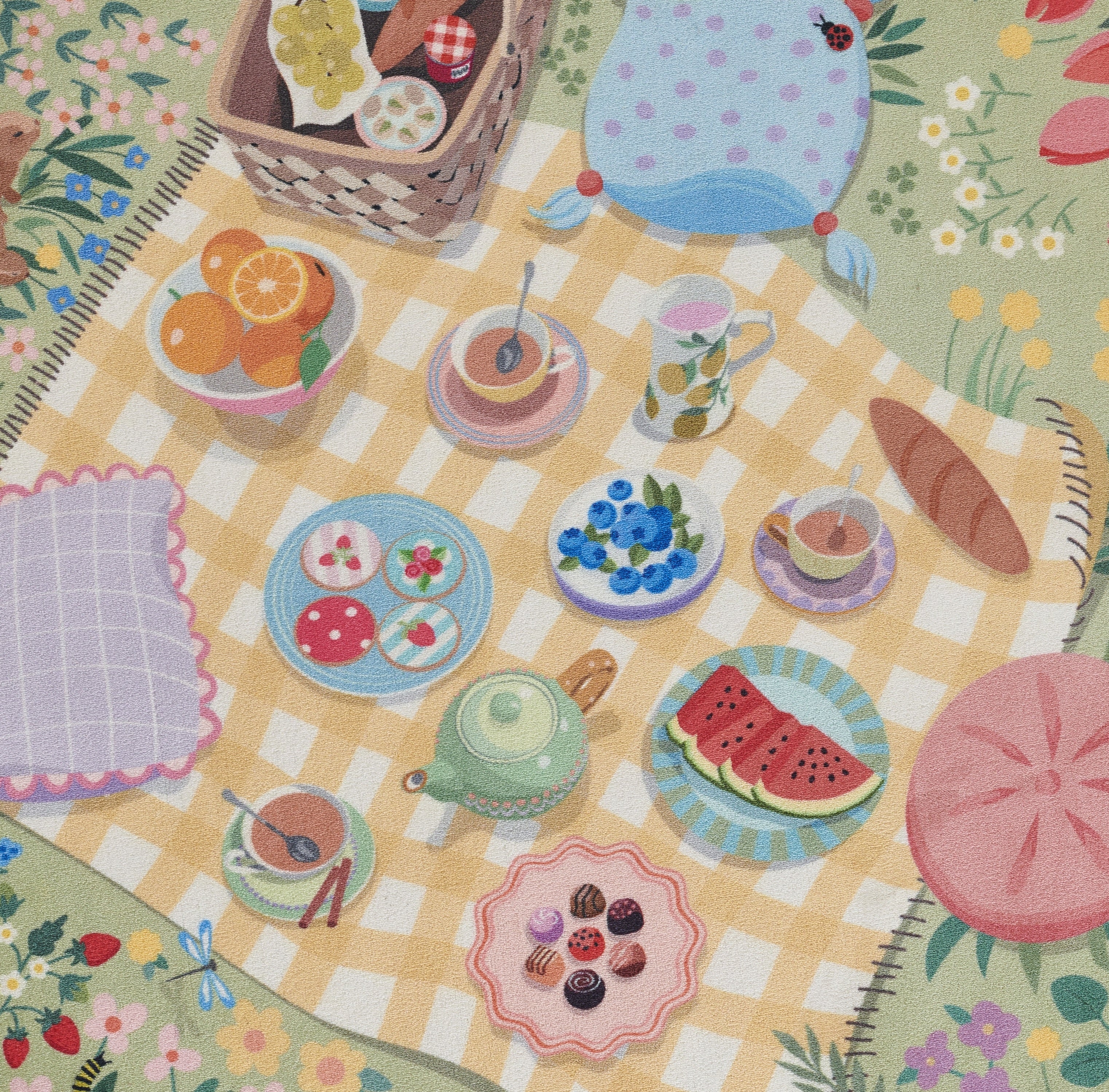 Momeni Playground PLY-2 Tea Party Green Kid Rug