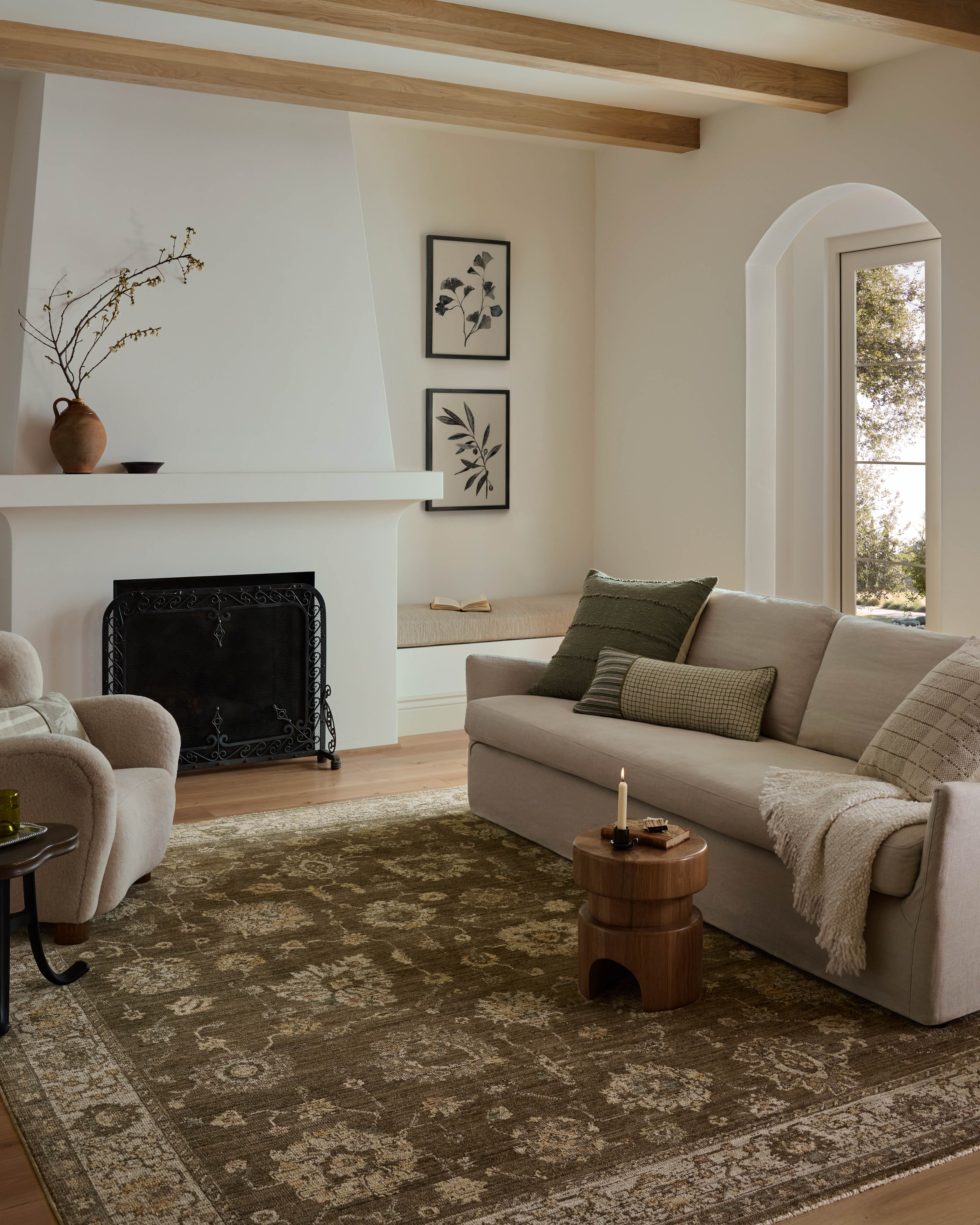 Layered in grounded bark and refined ivory hues with vintage patterns, the Priscilla PRL-01 Bark / Ivory Area Rug is a power-loomed 100% polyester area rug perfect for any setting