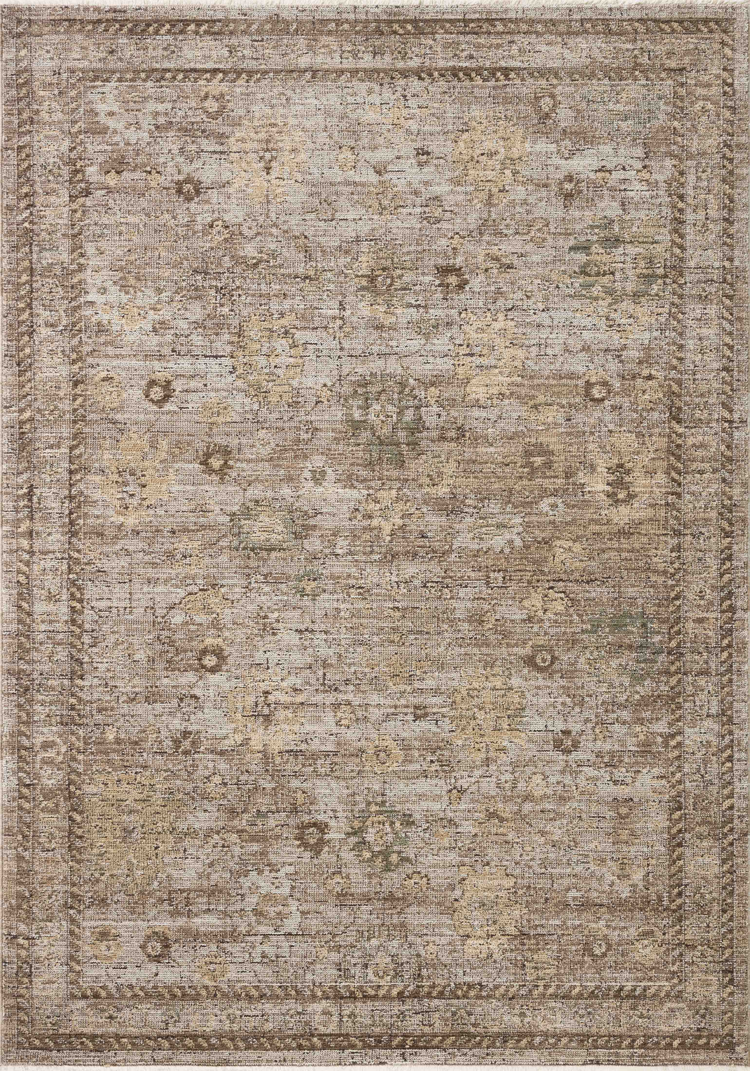 The Priscilla PRL-05 Sand / Earth Area Rug pairs sandy and earthy tones and vintage patterns in a power-loomed 100% polyester area rug