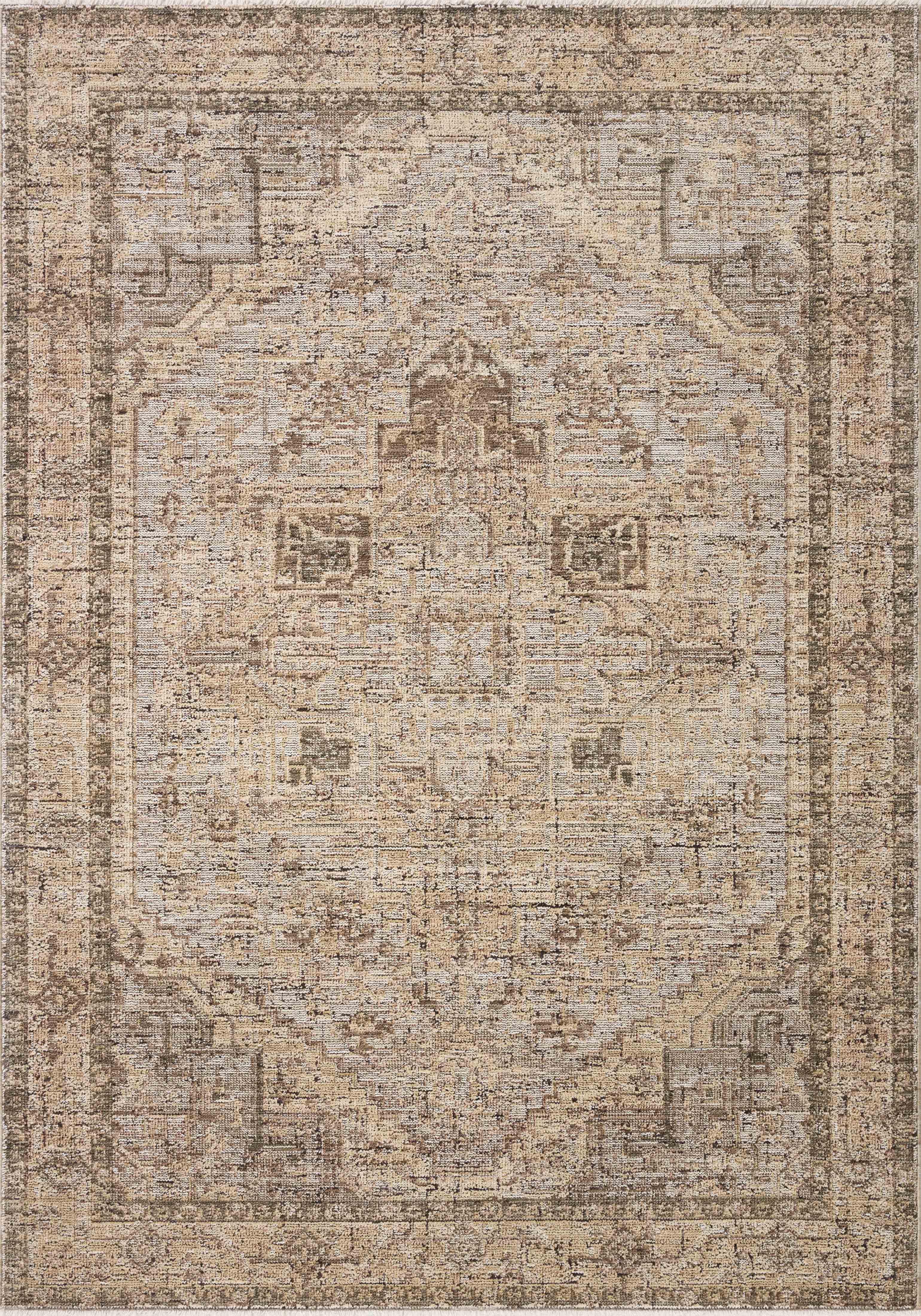 With warm beige and earthy hues and vintage styling, the Priscilla PRL-07 Beige / Earth Area Rug is a power-loomed 100% polyester area rug that elevates any room