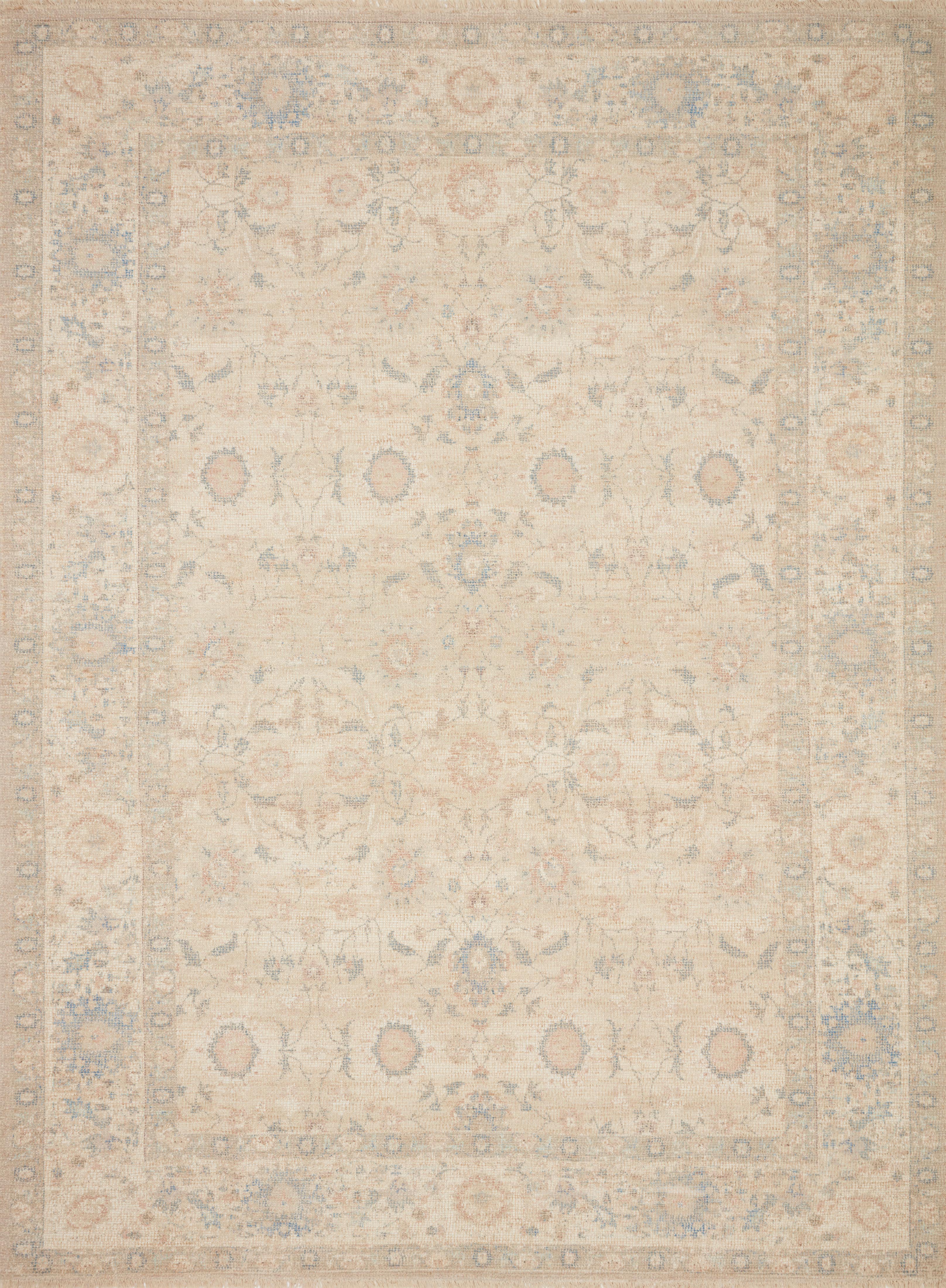 Priya PRY-05 hand-woven Natural and Blue area rug, refined tonal design, GoodWeave certified