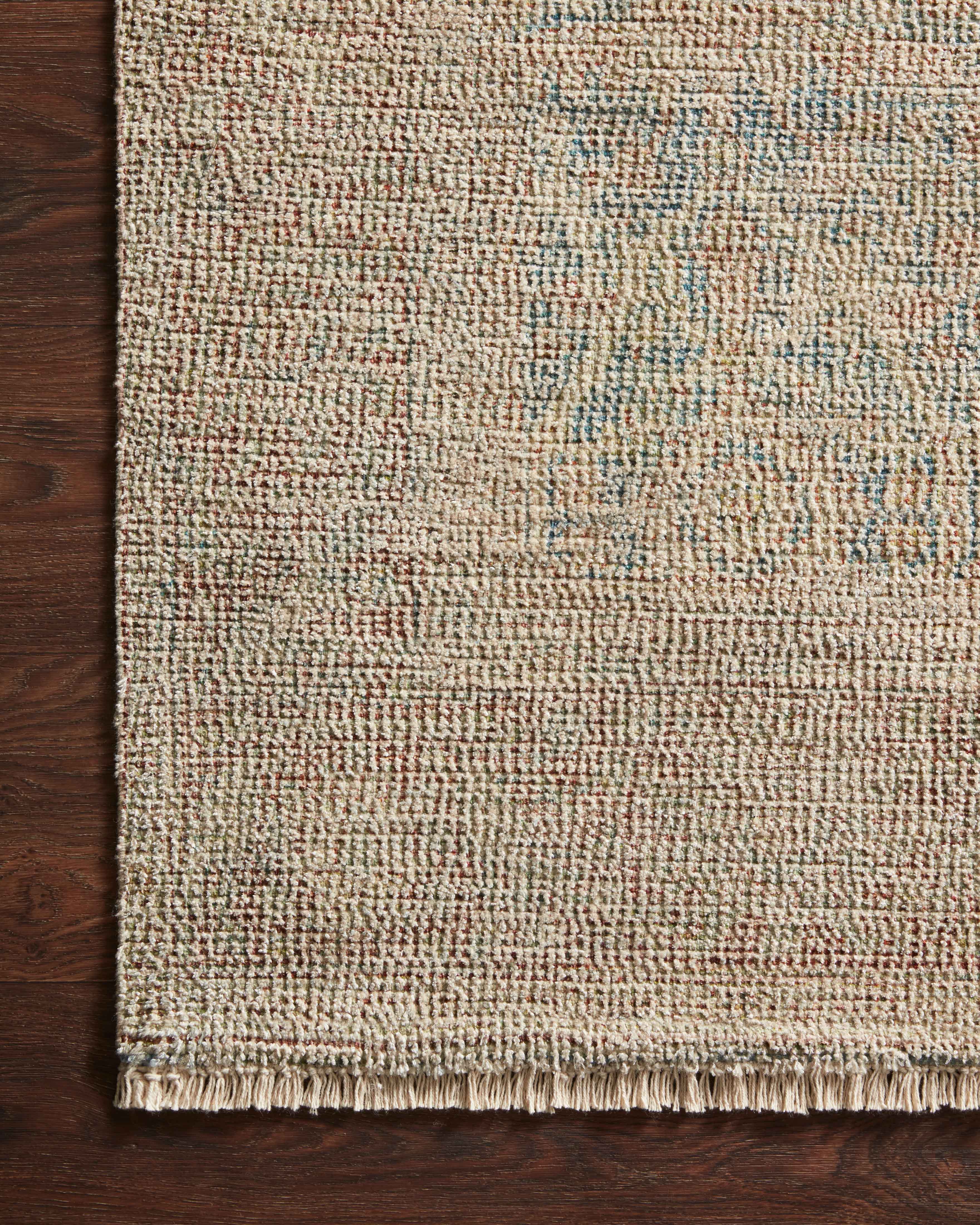 Priya PRY-06 hand-woven Denim and Rust area rug, contemporary tonal patterns, ethically crafted
