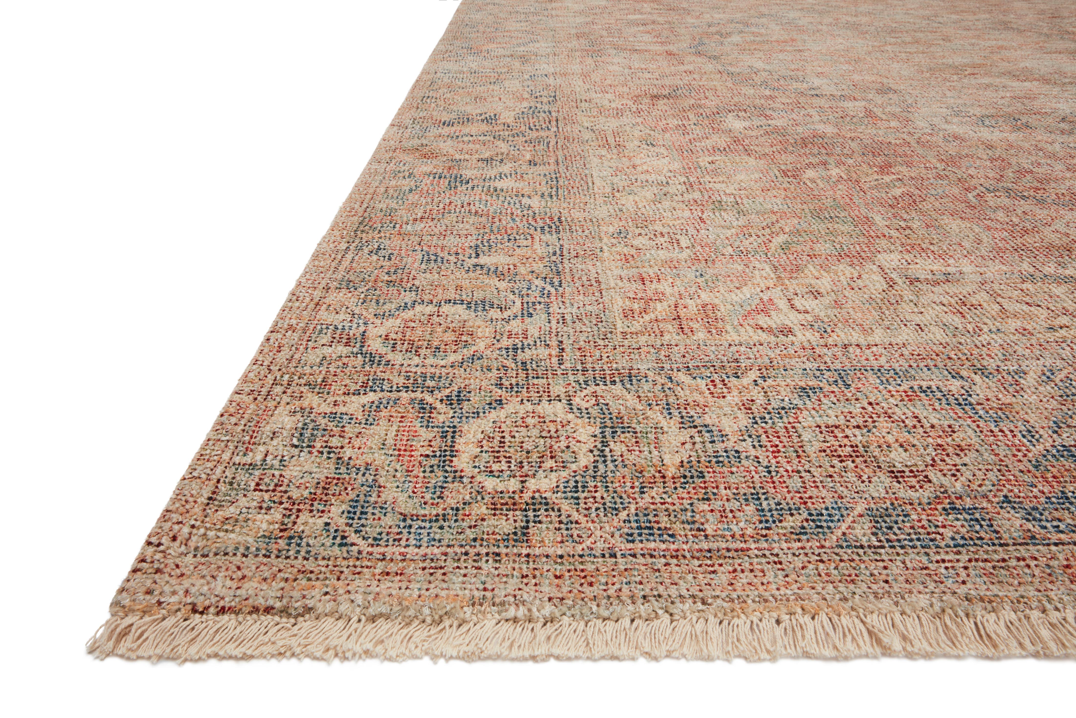 Priya PRY-07 hand-woven Brick and Navy area rug, elegant tonal patterns, GoodWeave certified