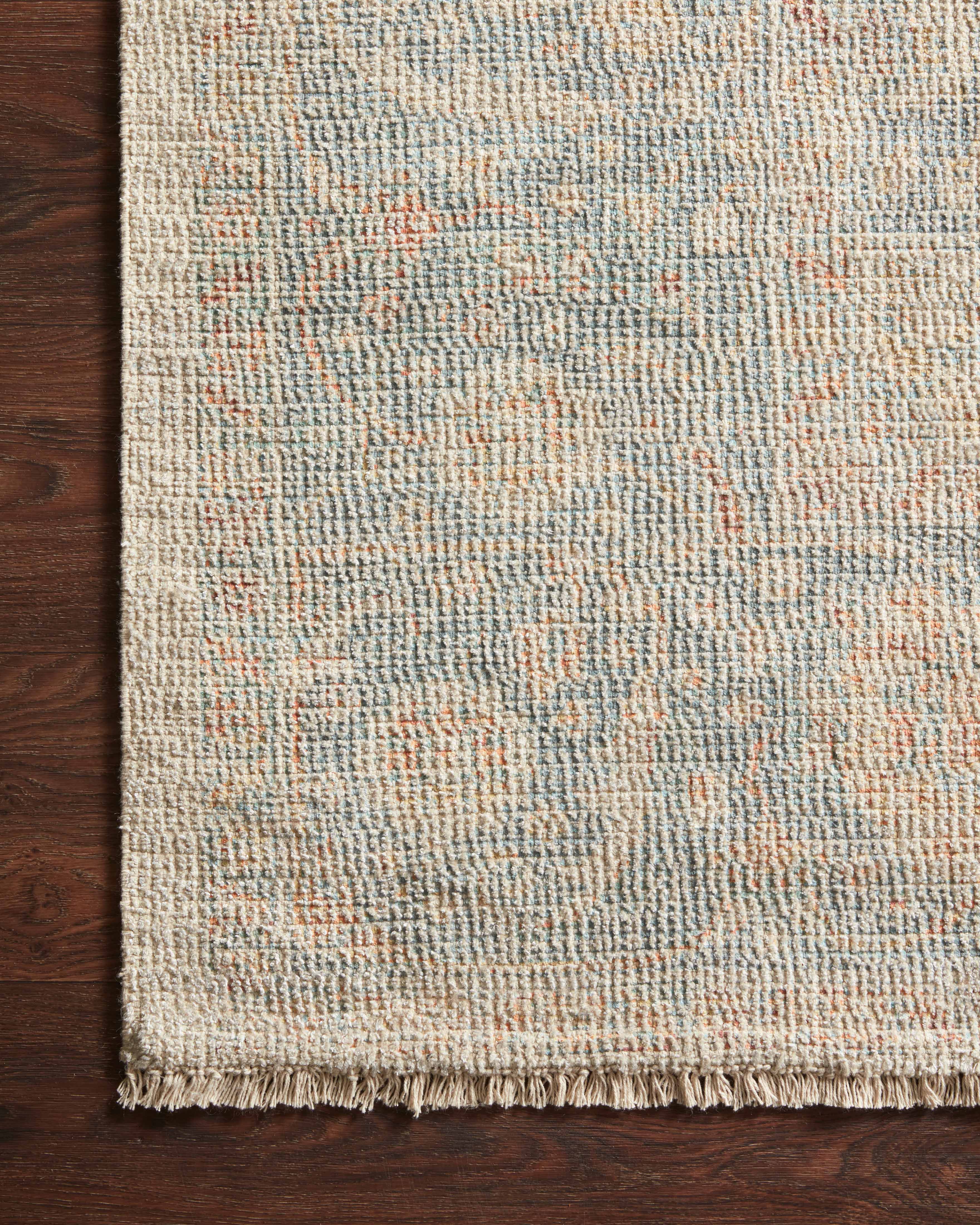 Priya PRY-08 hand-woven Bone and Bluestone area rug, artful tonal patterns, ethically produced