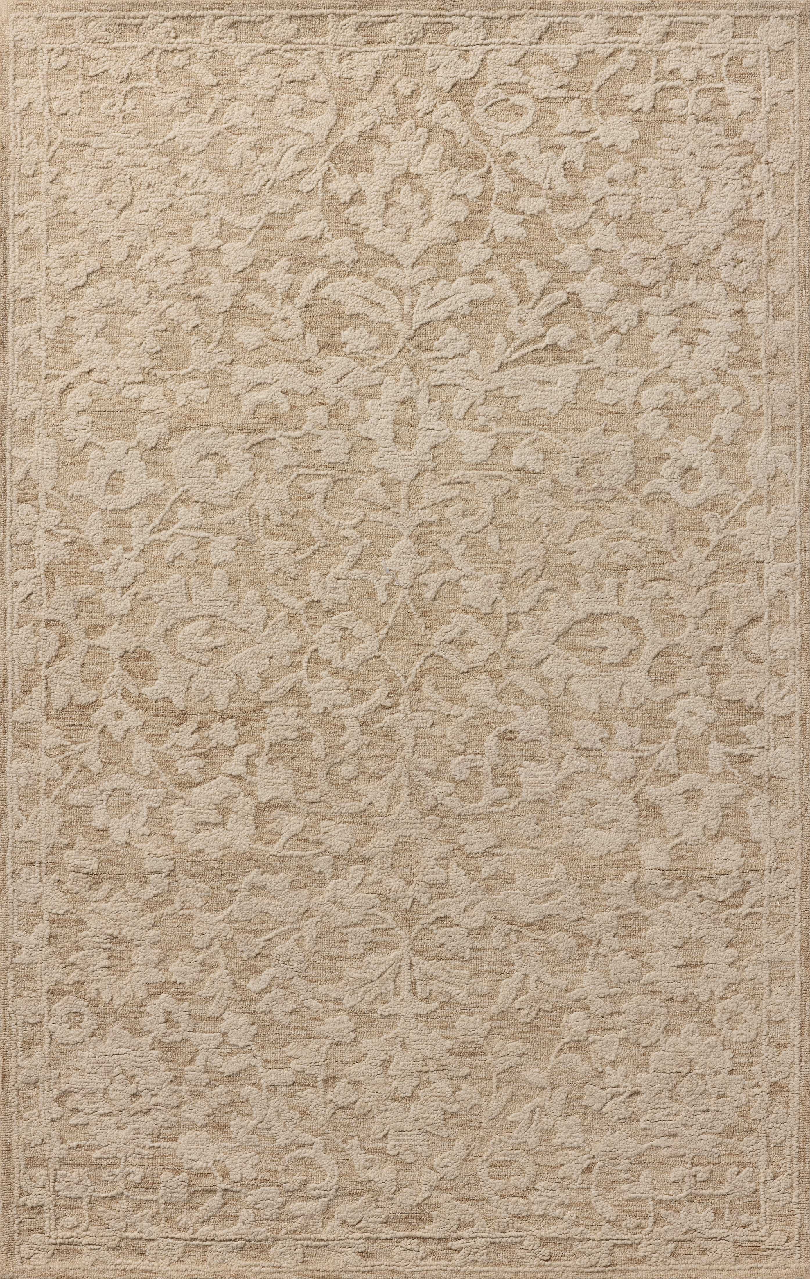 The Prudence PRU-01 Clay / Ivory Area Rug showcases earthy clay and refined ivory tones in a hand-tufted wool and cotton area rug with floral style