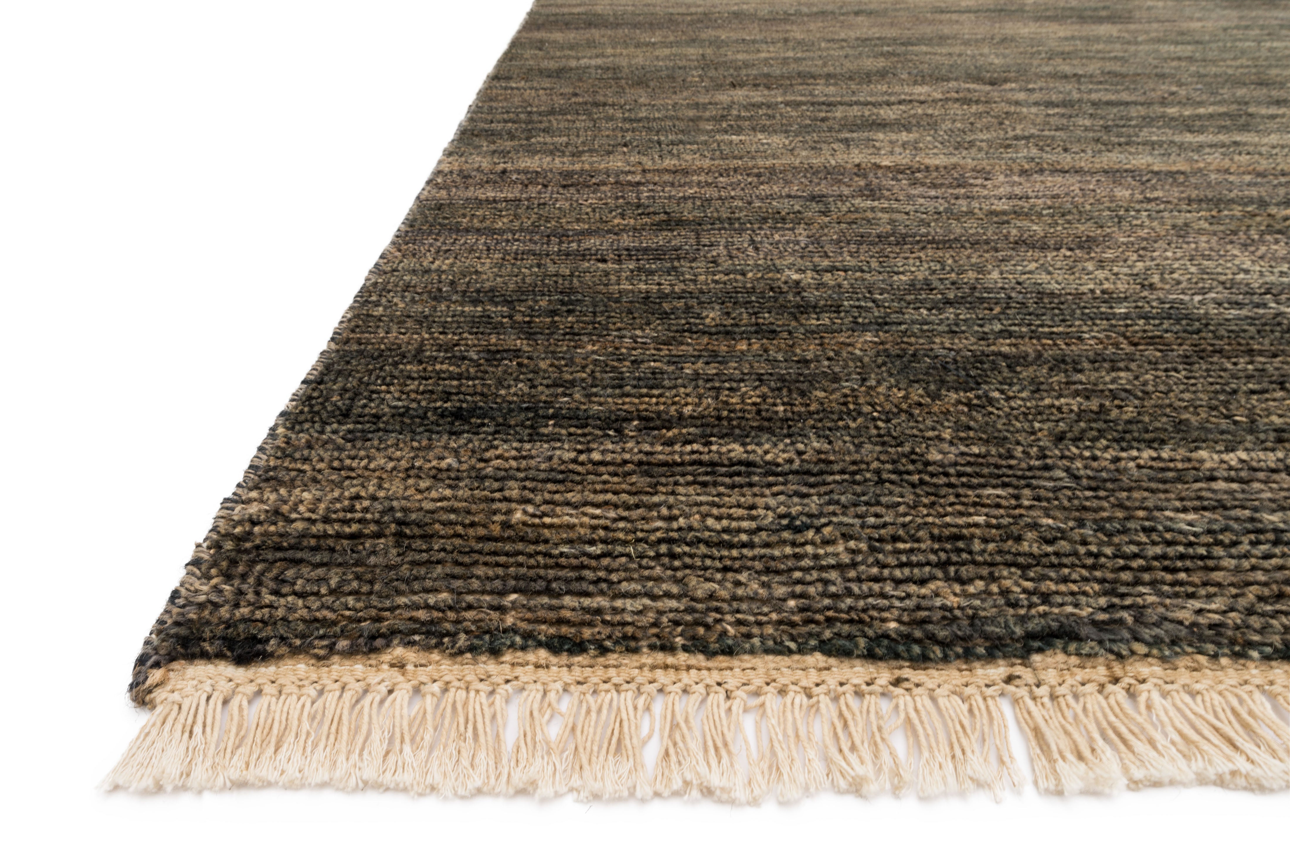 Hand-knotted Quinn QN-01 Charcoal Area Rug made from jute and cotton, eco-friendly, artisan-crafted in India, modern and minimalist style