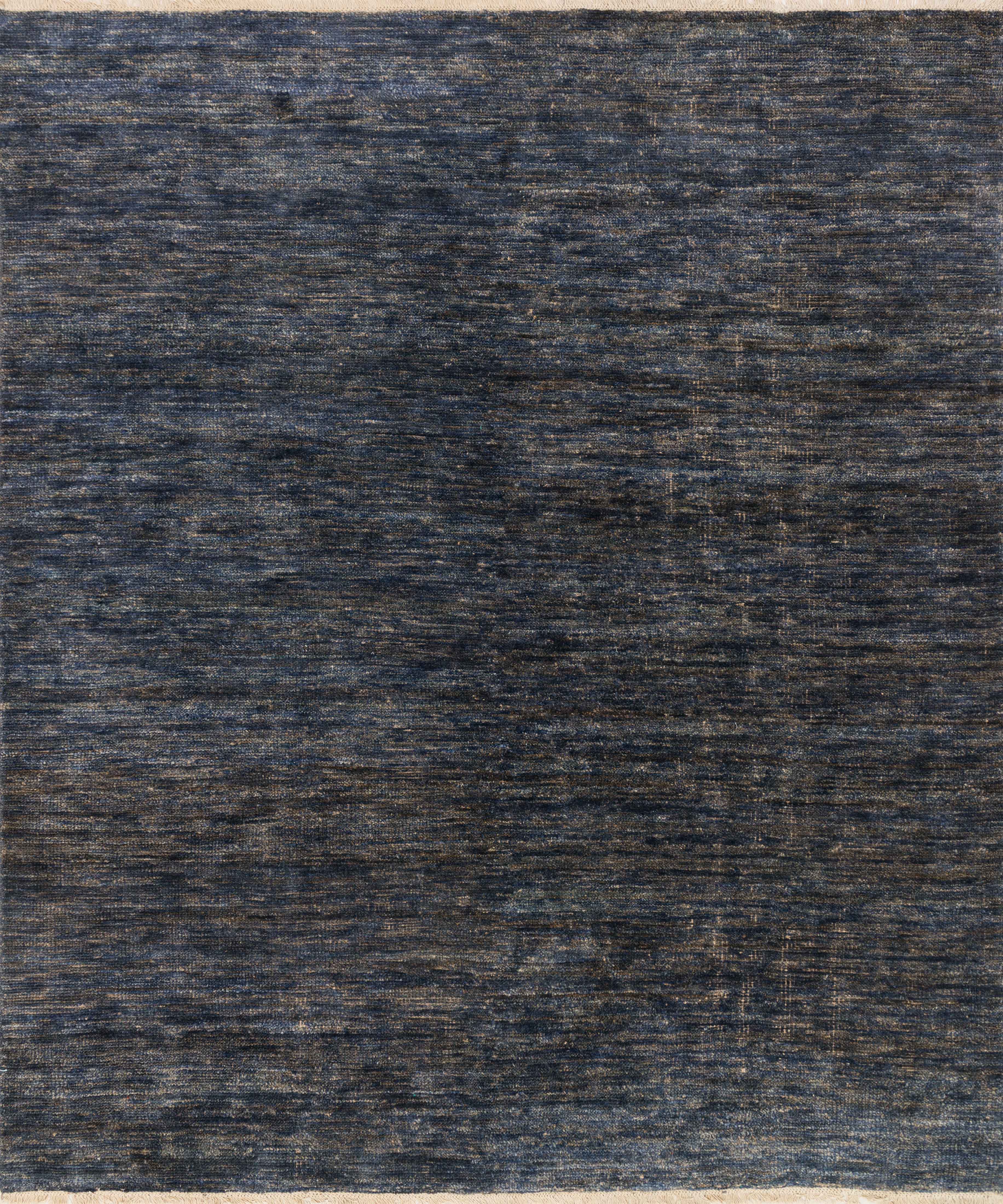 Hand-knotted Quinn QN-01 Indigo Area Rug, jute and cotton blend, eco-friendly, artisan-made in India, bold color for modern and eclectic interiors