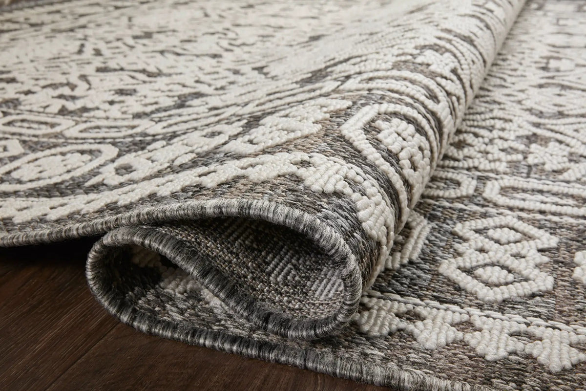 Rainier RAI-02 Pebble / Ivory Area Rug by Loloi