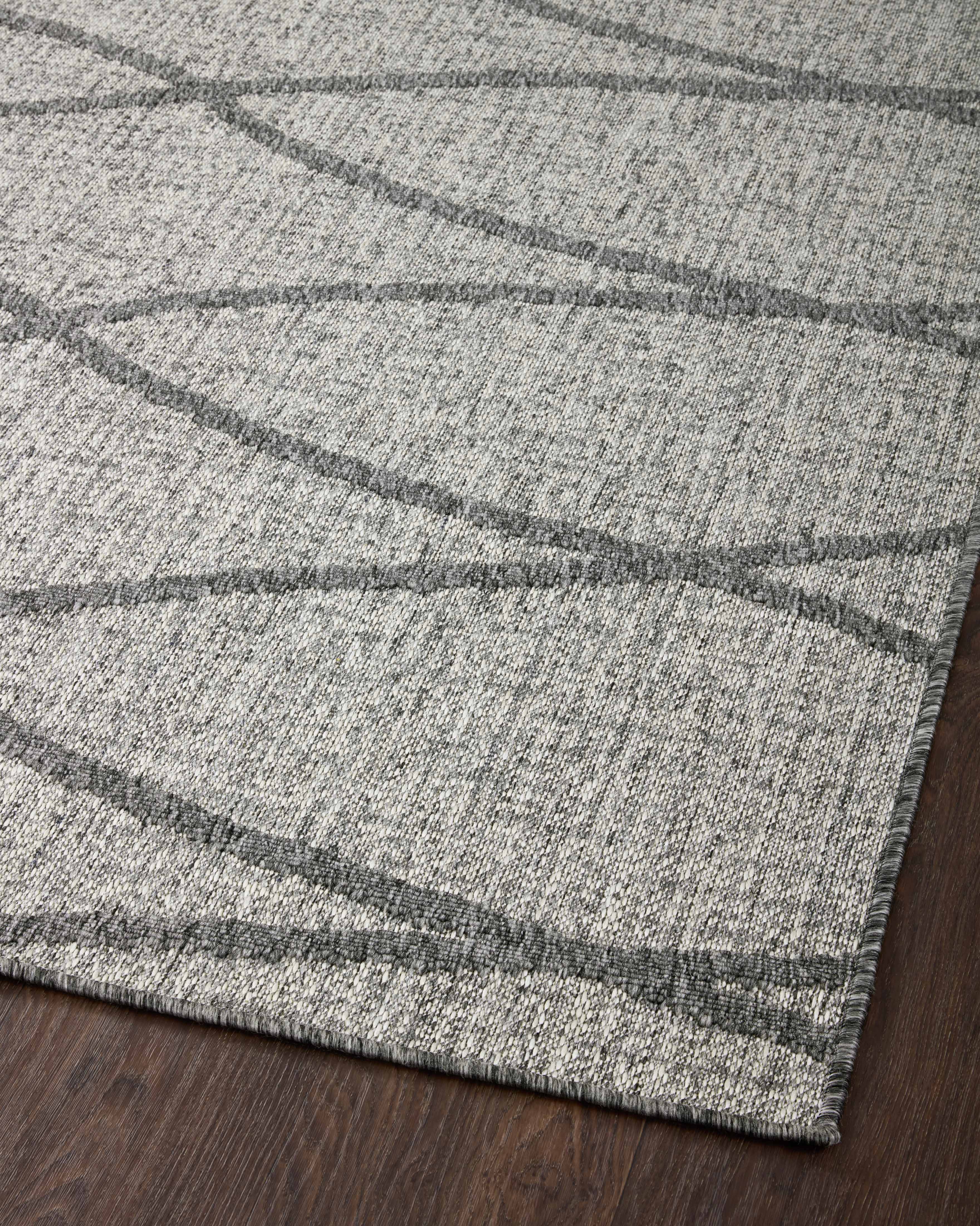 Rainier RAI-07 Dove and grey modern indoor outdoor area rug, soft neutral hues, durable polypropylene.