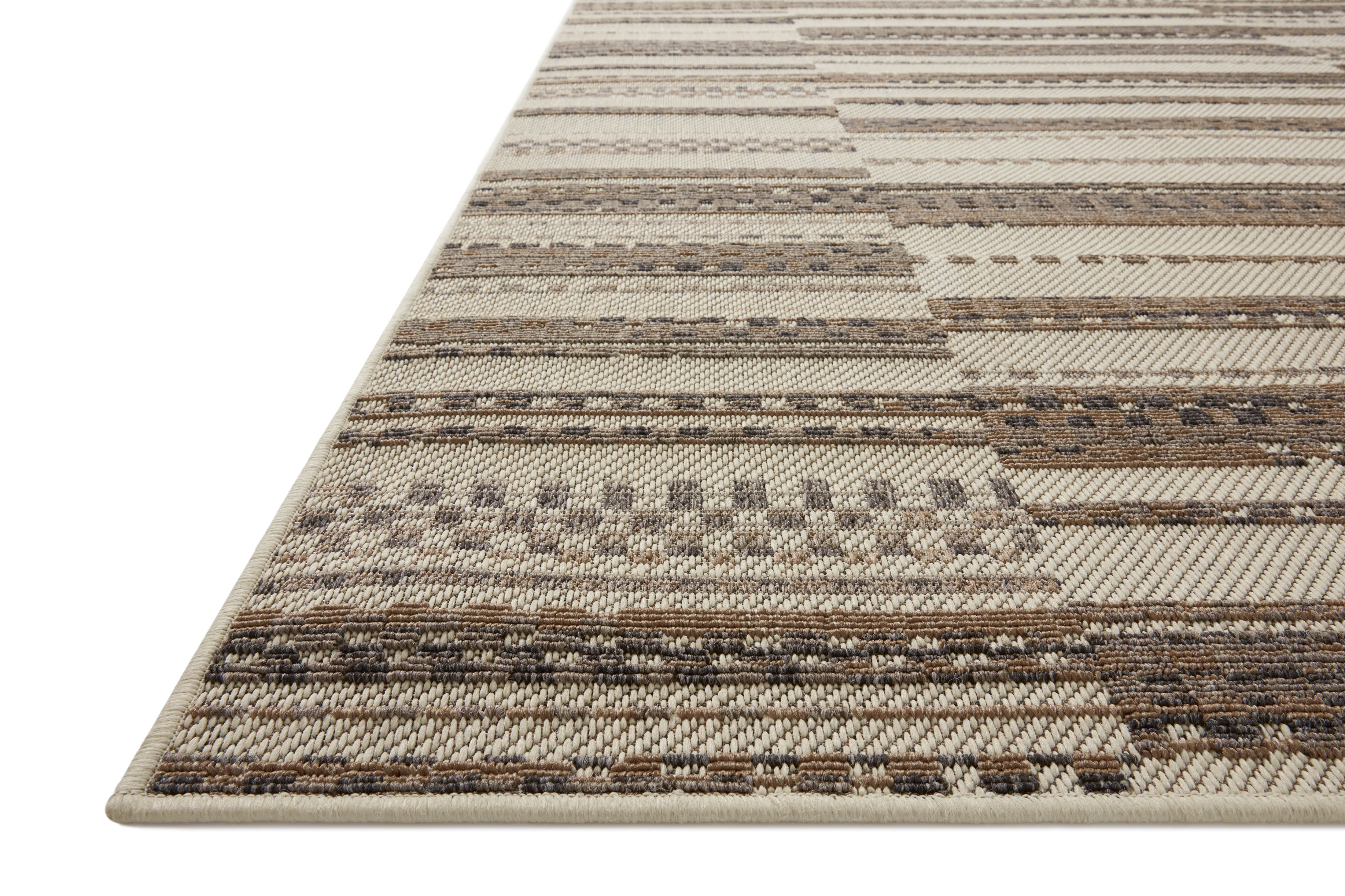 Rainier RAI-08 Ivory and taupe elegant indoor outdoor area rug, contemporary pattern, soft and strong polypropylene