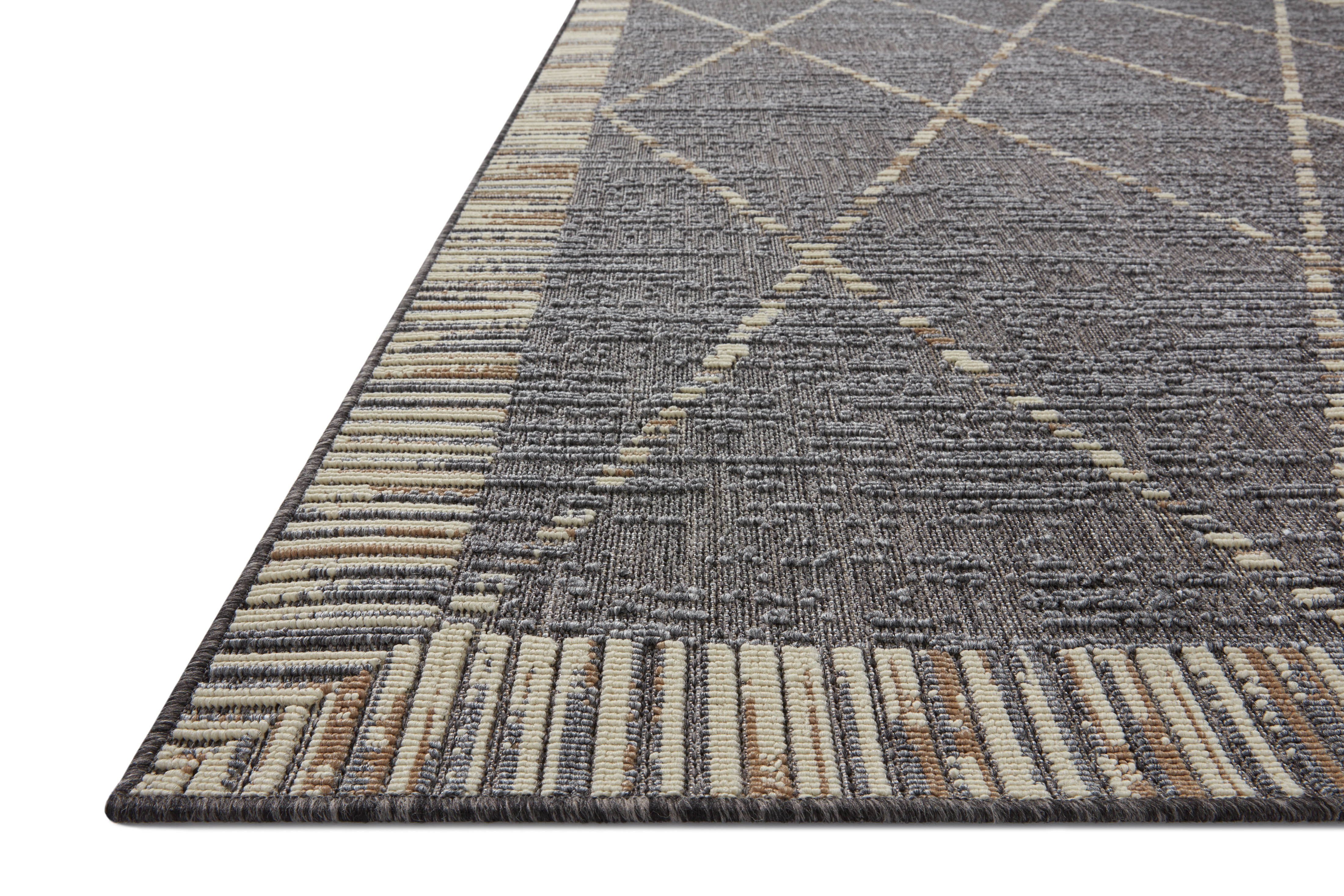 Rainier RAI-09 Slate and multi-color vibrant indoor outdoor area rug, contemporary pattern, weather-resistant polypropylene.
