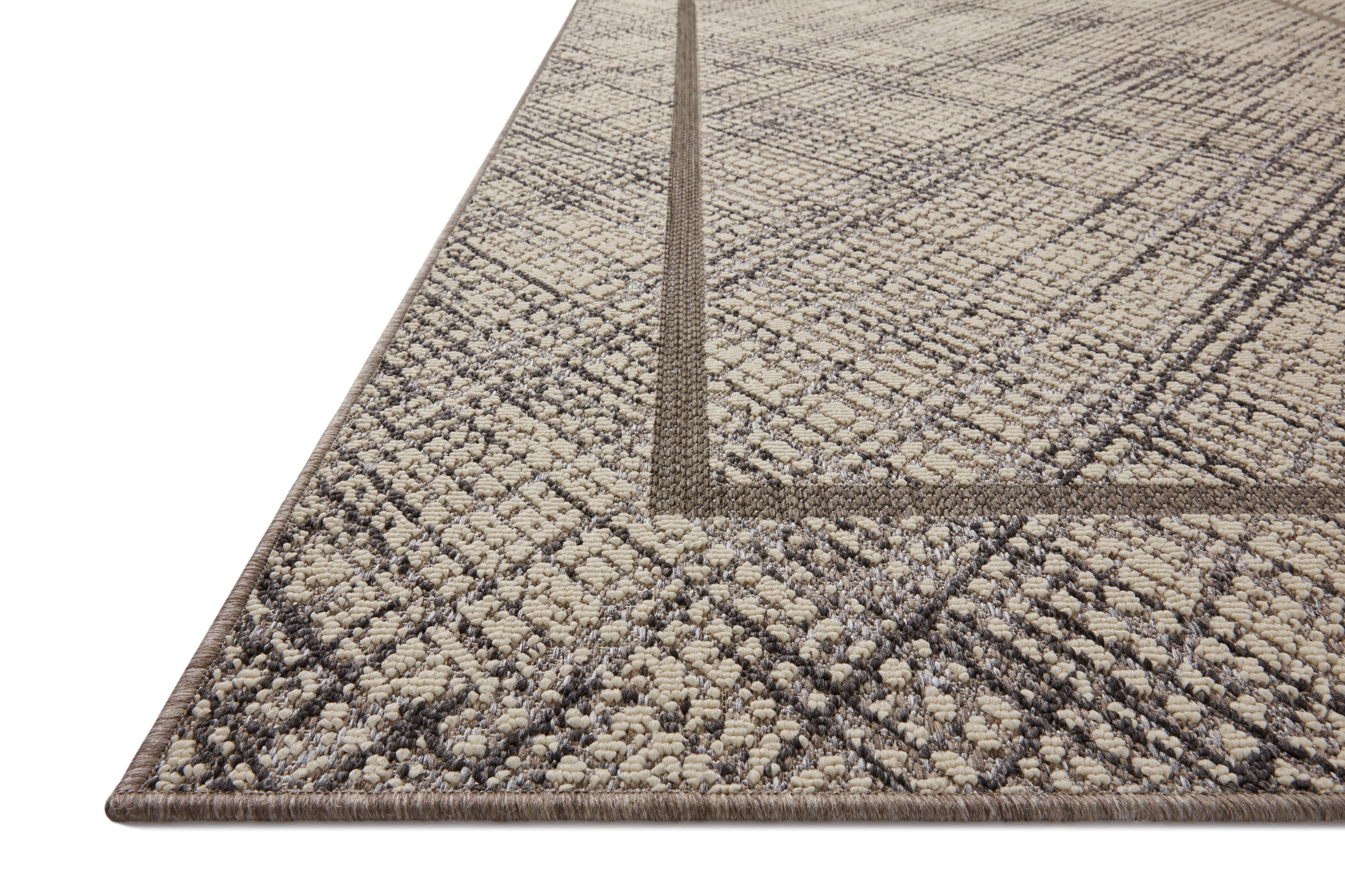 Rainier RAI-10 Ivory and charcoal modern indoor outdoor area rug, power-loomed, outdoor durable polypropylene