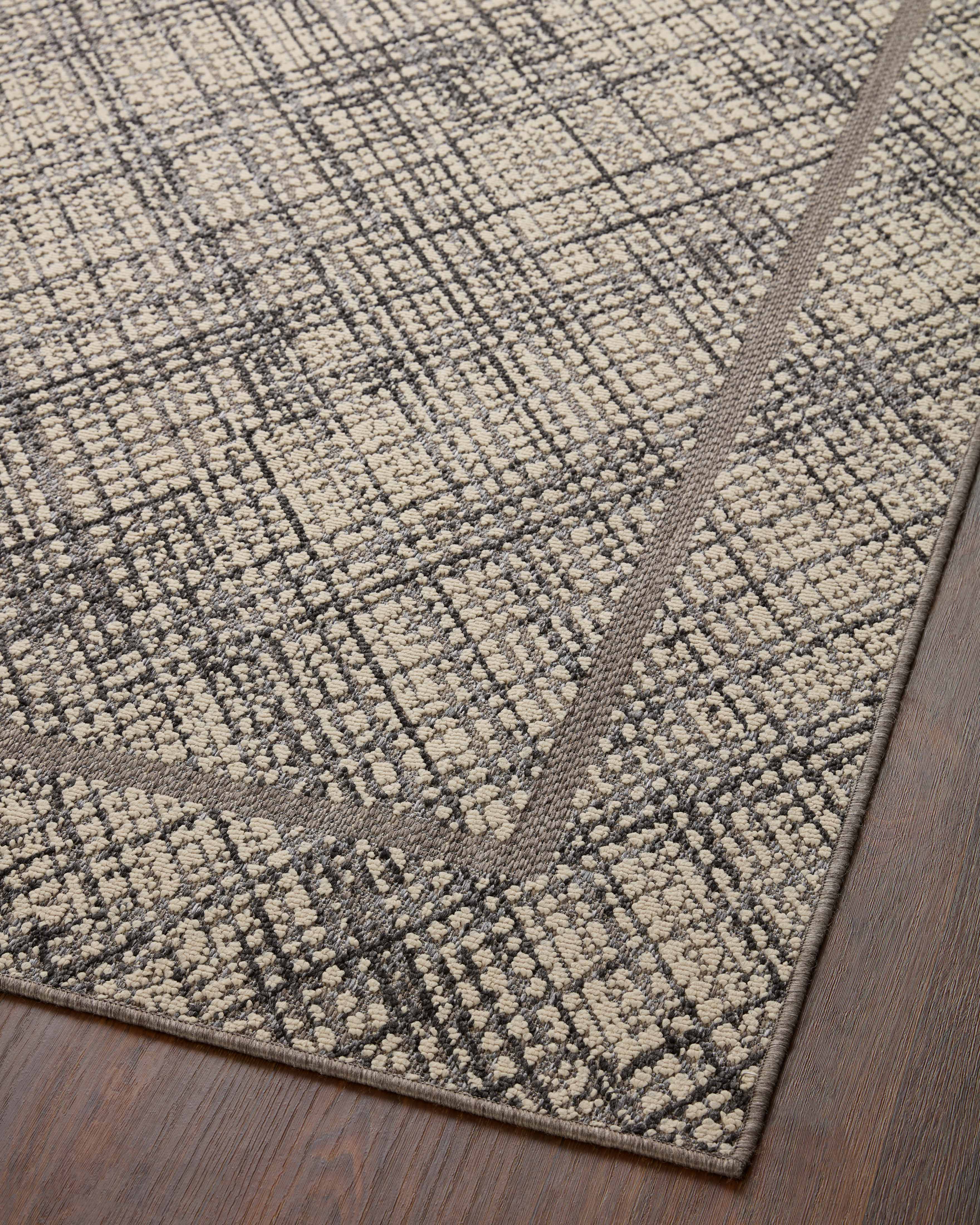 Rainier RAI-10 Ivory and charcoal modern indoor outdoor area rug, power-loomed, outdoor durable polypropylene