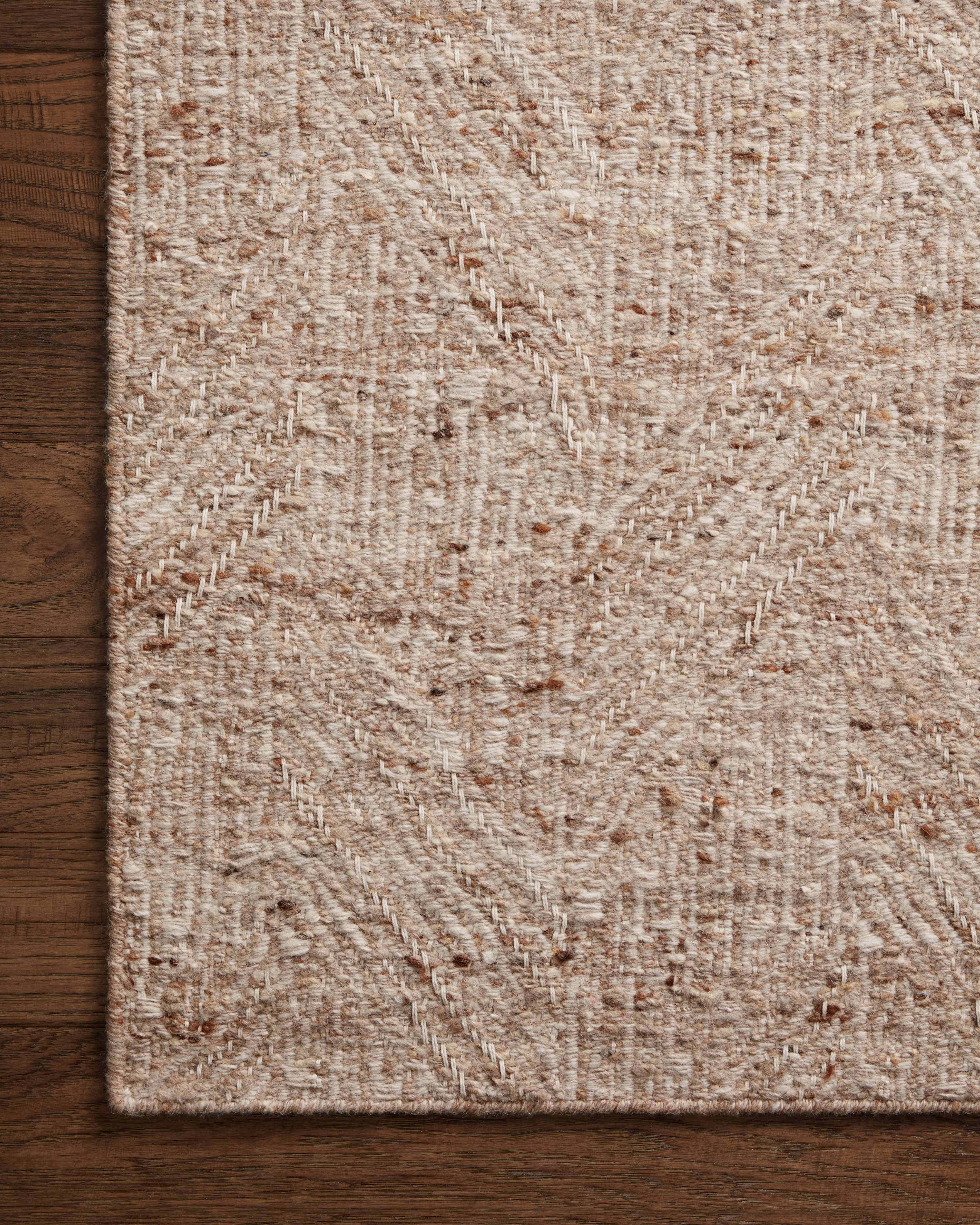 Raven RAV-01 Oatmeal / Natural Area Rug – Oatmeal and natural colored rug with sophisticated geometric design, handwoven from wool and cotton. Thick texture, GoodWeave certified.