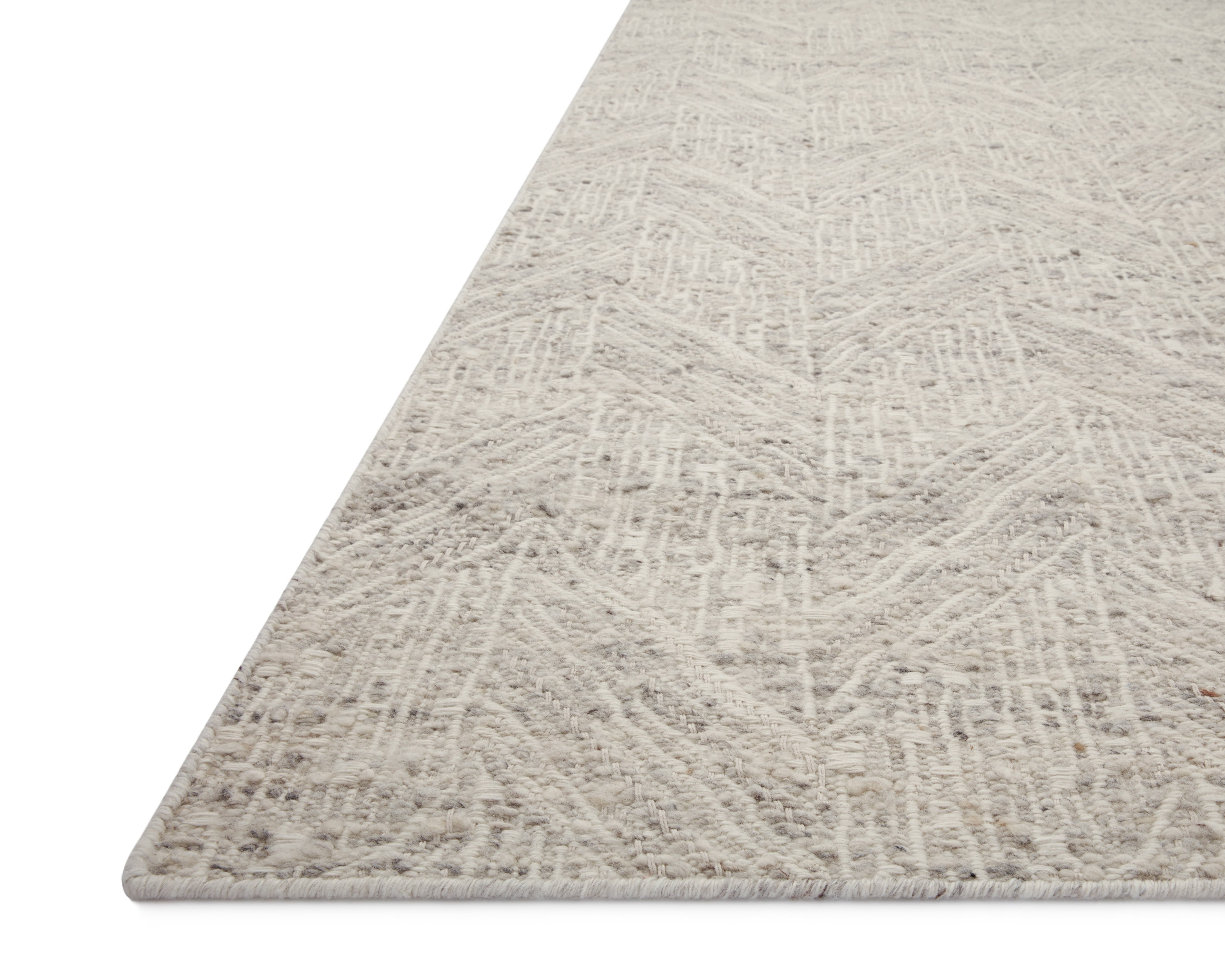 Raven RAV-01 Silver / Ivory Area Rug – Silver and ivory rug featuring layered geometric motifs, handwoven in India from wool and cotton. GoodWeave certified for ethical craftsmanship.