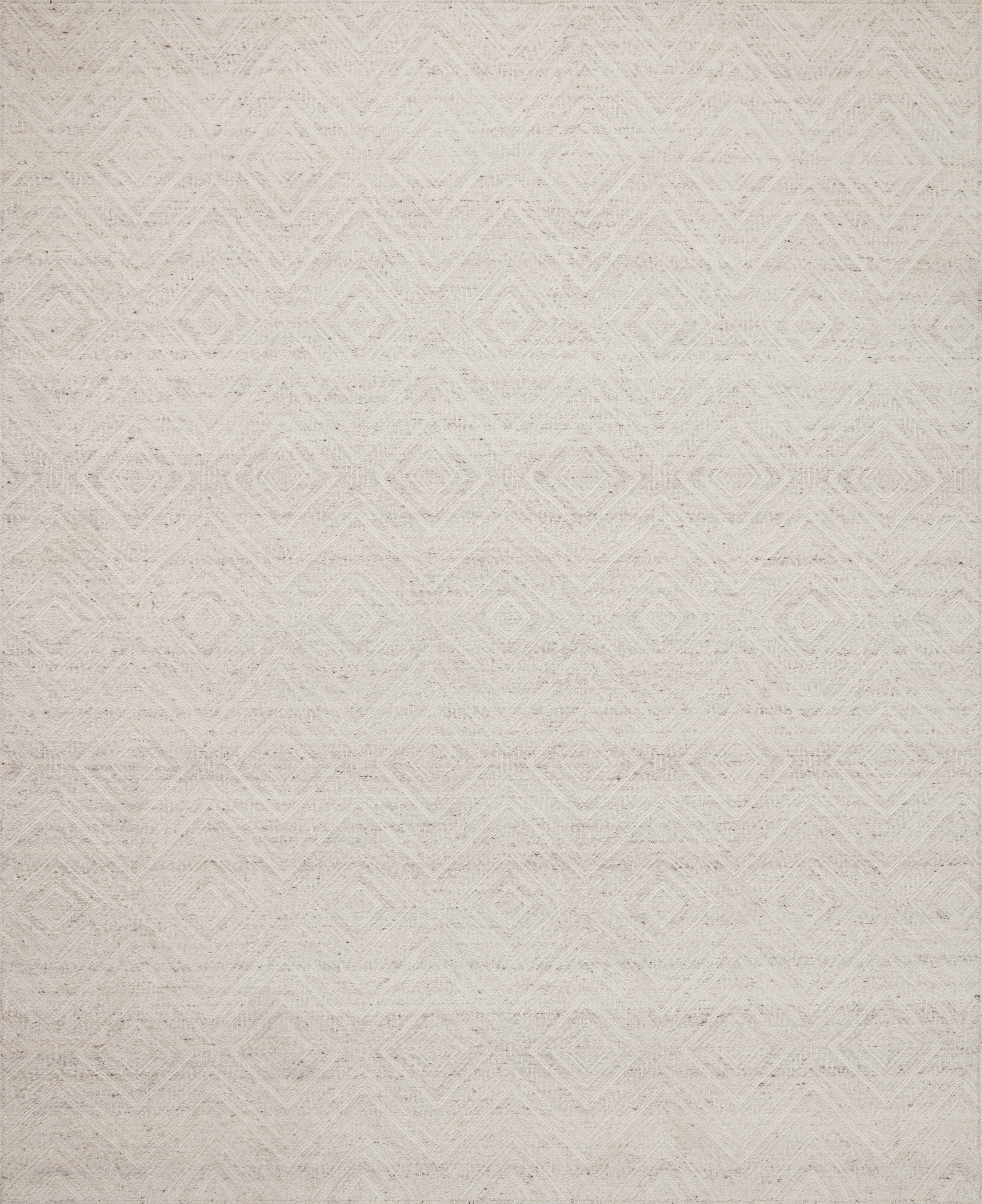 Raven RAV-04 Ivory / Pebble Area Rug – Ivory and pebble colored rug with handwoven geometric design, made from wool and cotton. GoodWeave certified for ethical production.