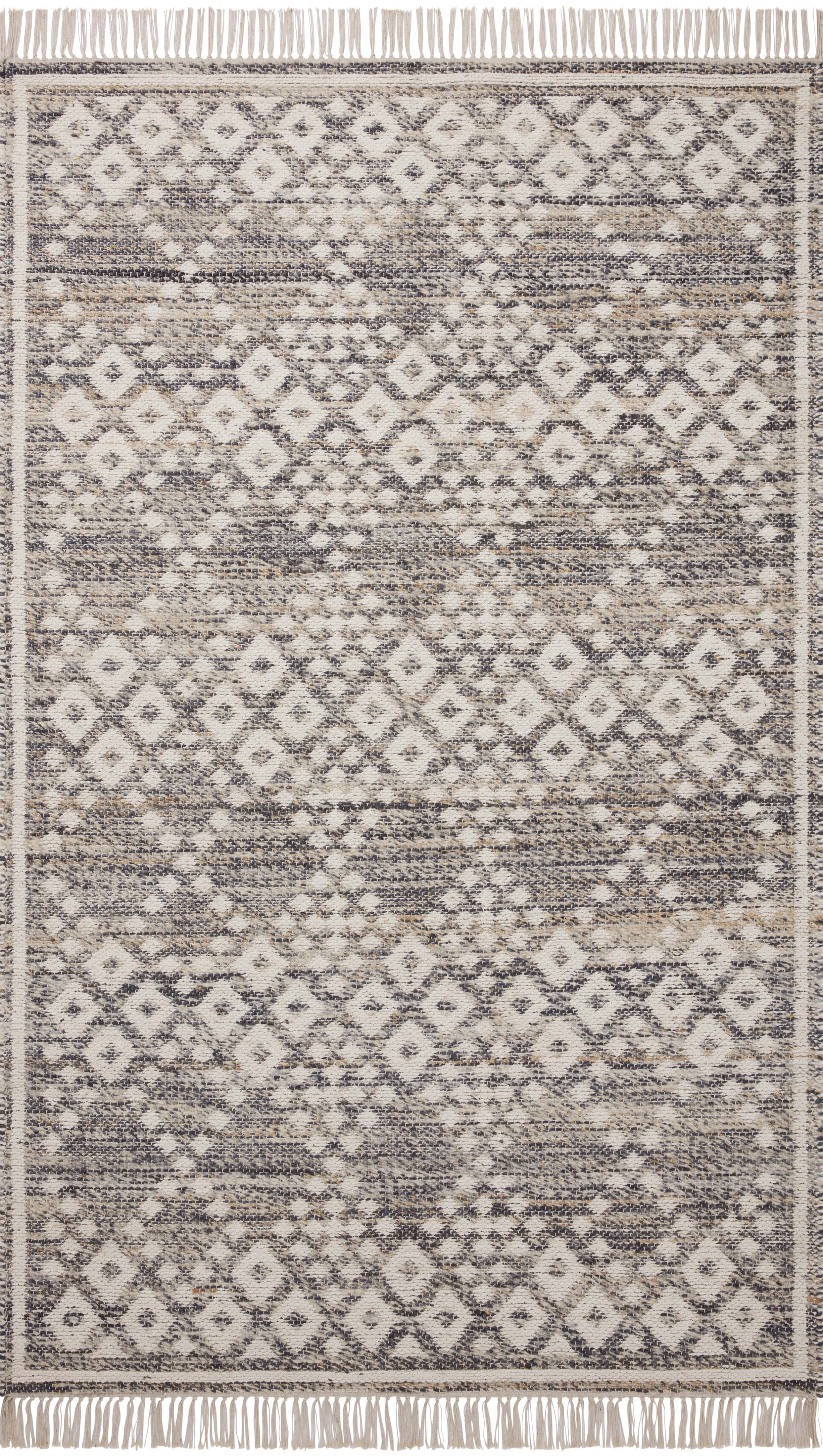 Rivers RIV-01 Area Rug featuring a reversible flatweave design with symmetrical motifs in denim and ivory tones, creating a watercolor effect for modern, neutral spaces.