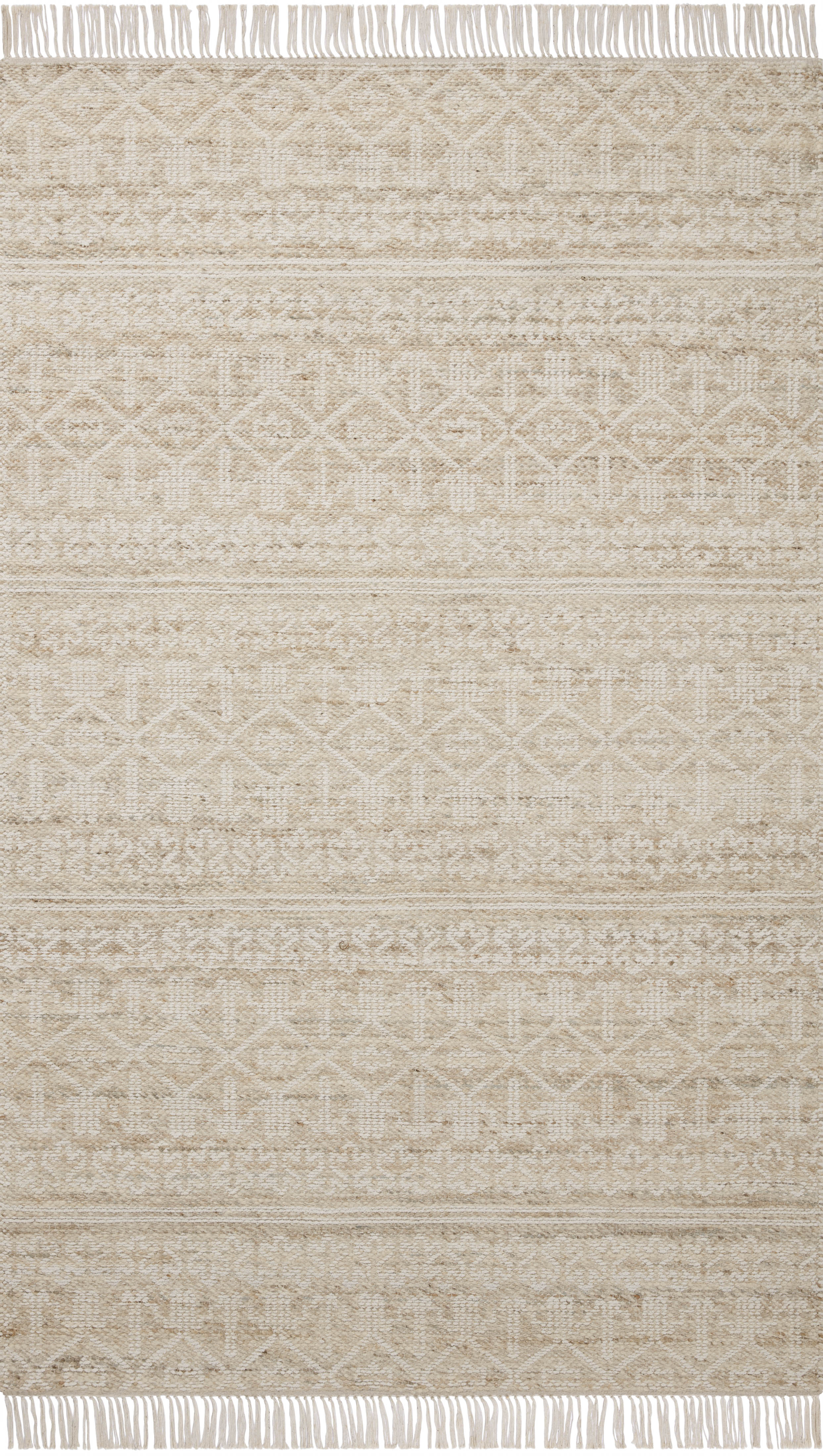Rivers RIV-03 Area Rug, a contemporary flatweave rug with reversible design, symmetrical motifs, and sand and ivory colors for a soft watercolor effect in neutral palettes.