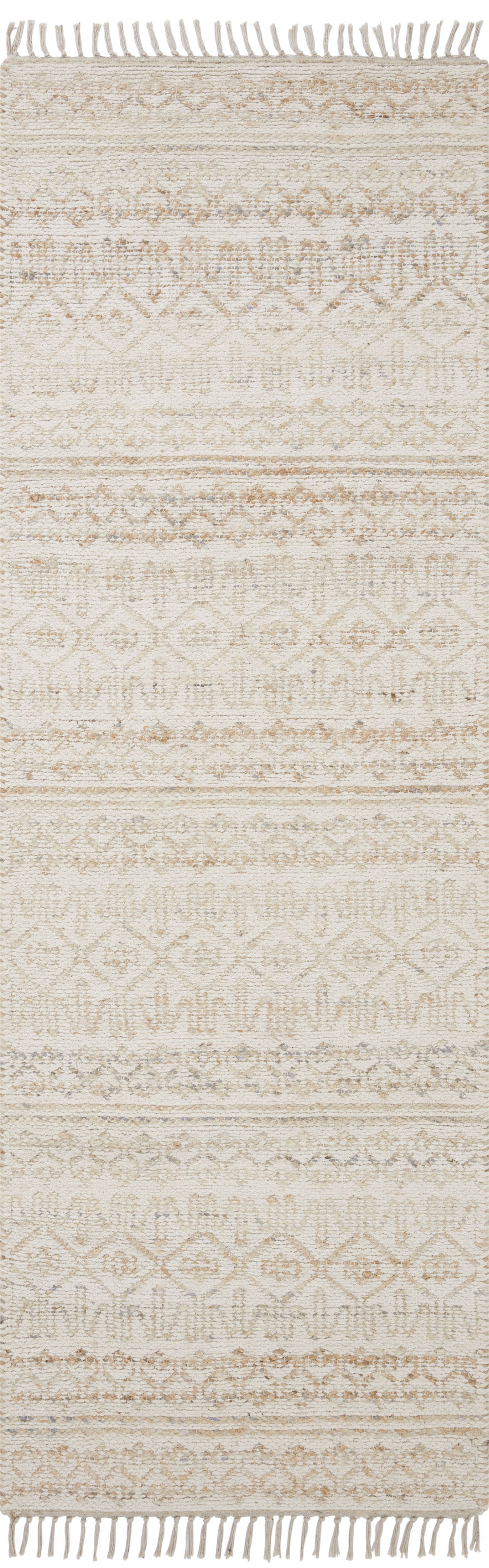 Rivers RIV-03 Area Rug, a contemporary flatweave rug with reversible design, symmetrical motifs, and sand and ivory colors for a soft watercolor effect in neutral palettes.