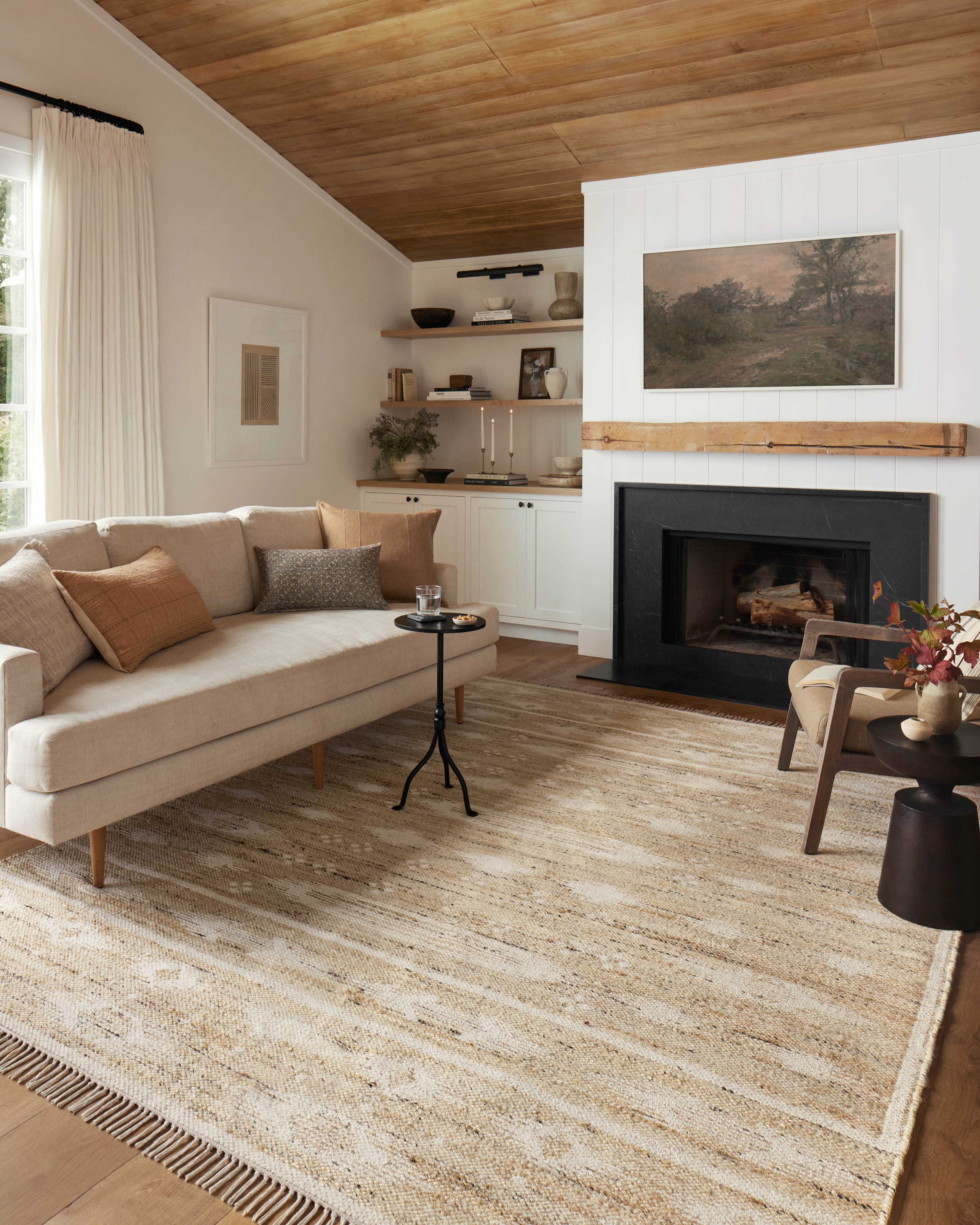 Rivers RIV-04 Area Rug by Angela Rose x Loloi, featuring a modern flatweave, reversible design, symmetrical motifs, and natural and ivory tones for a serene, neutral palette.