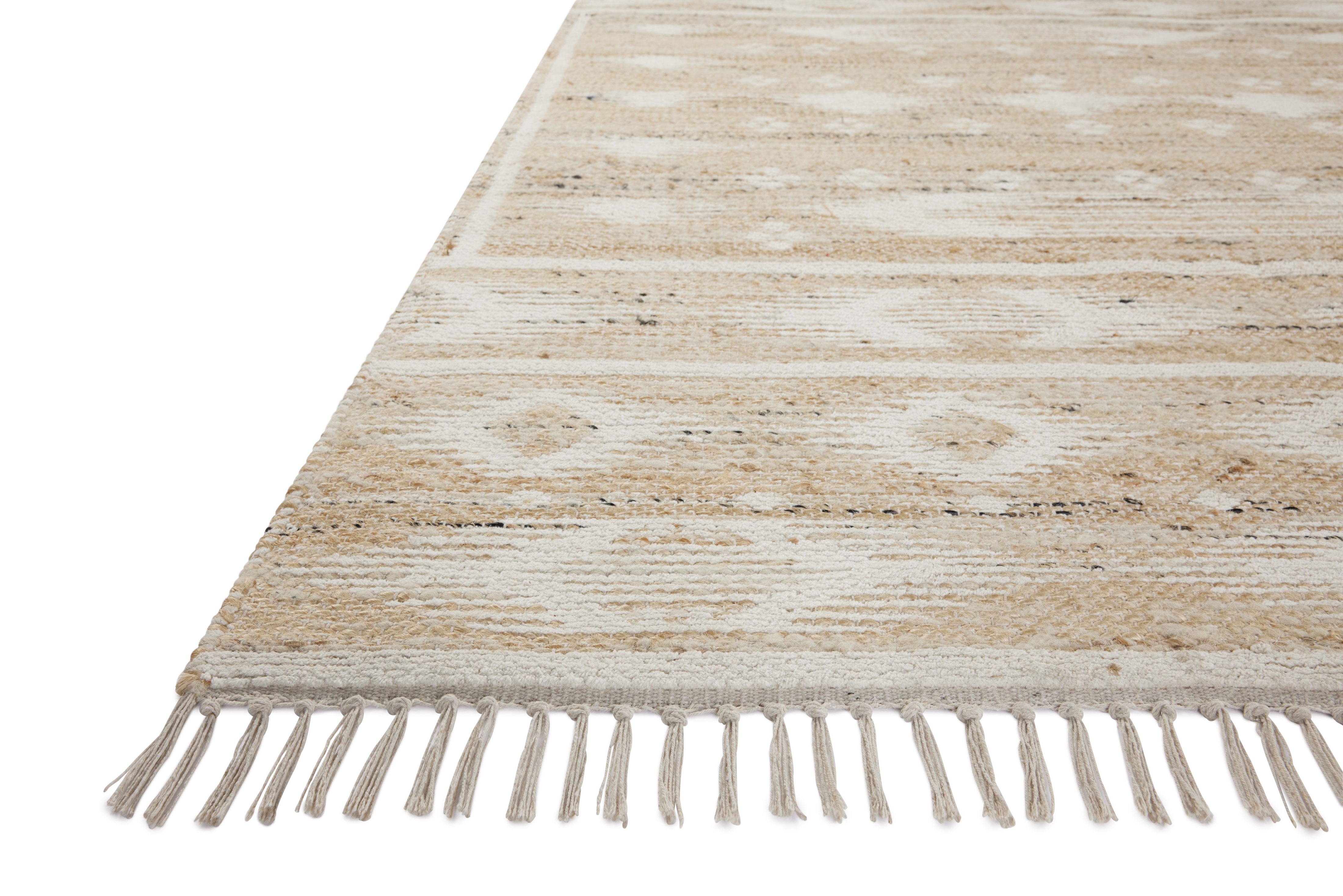 Rivers RIV-04 Area Rug by Angela Rose x Loloi, featuring a modern flatweave, reversible design, symmetrical motifs, and natural and ivory tones for a serene, neutral palette.