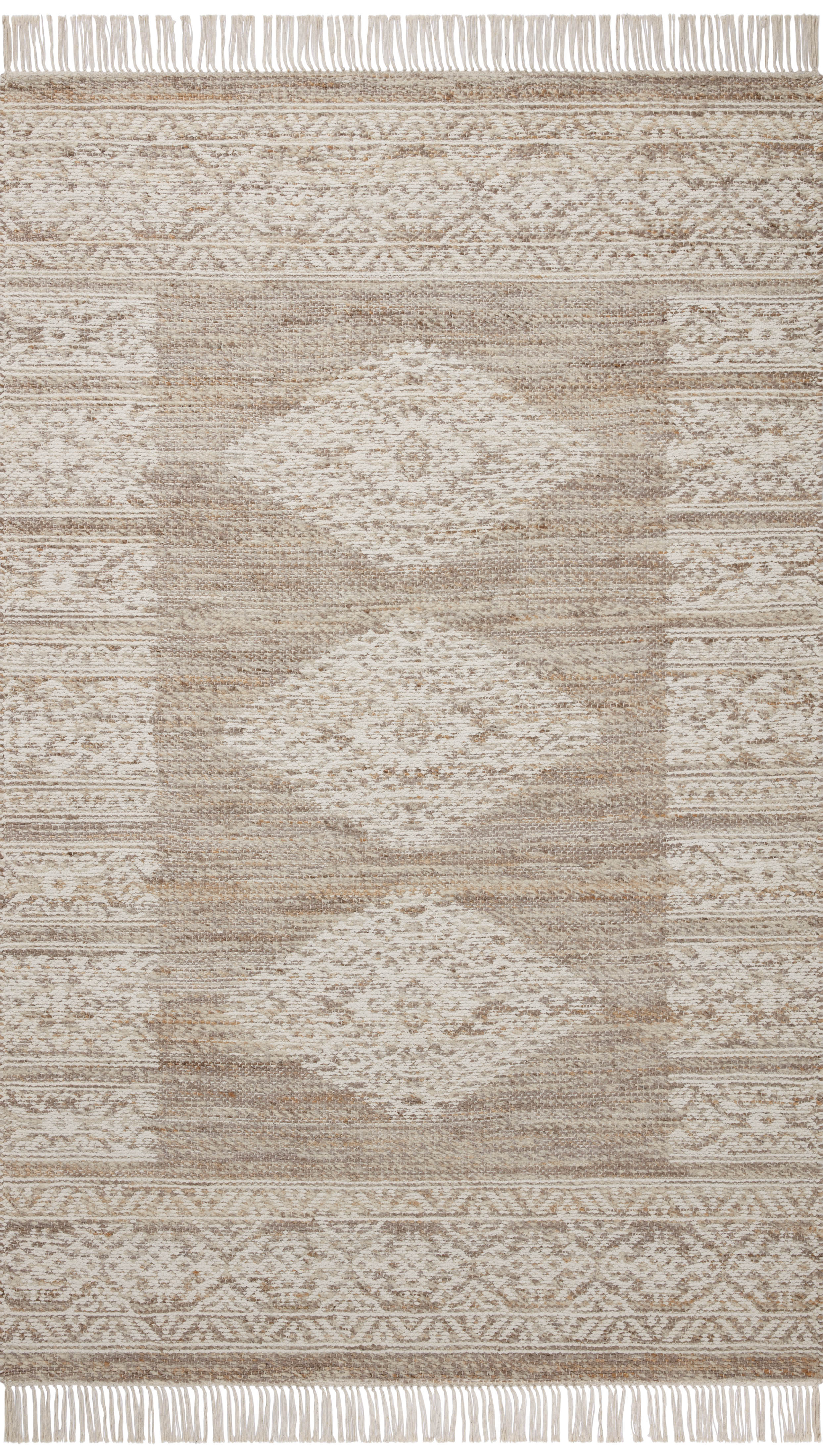 Rivers RIV-05 Area Rug, a modern flatweave rug with reversible design, symmetrical motifs, and a lilac and ivory palette for artful depth in neutral interiors.