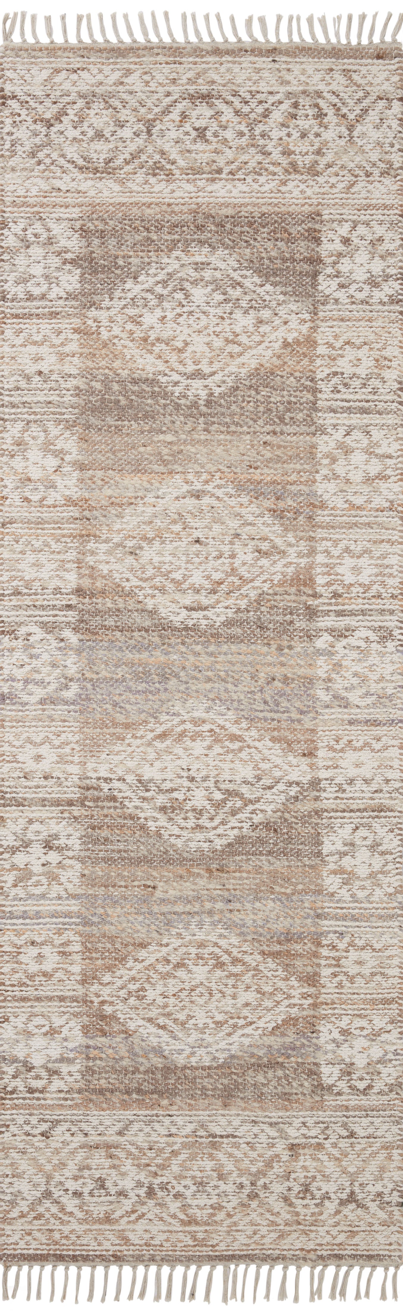 Rivers RIV-05 Area Rug, a modern flatweave rug with reversible design, symmetrical motifs, and a lilac and ivory palette for artful depth in neutral interiors.