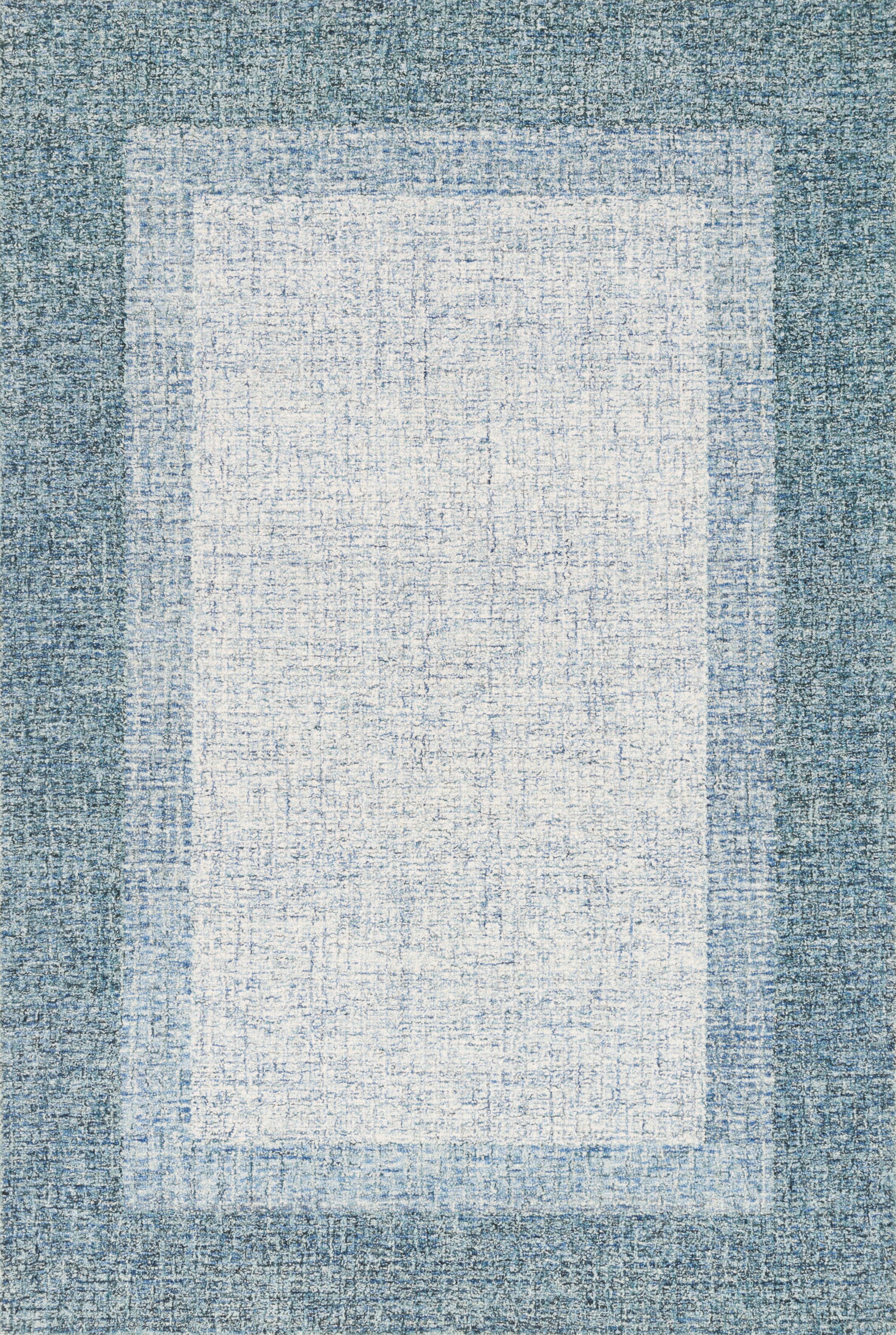 Rosina ROI-01 Aqua Area Rug, hand-tufted wool rug with variegated yarns, artisan-made in India