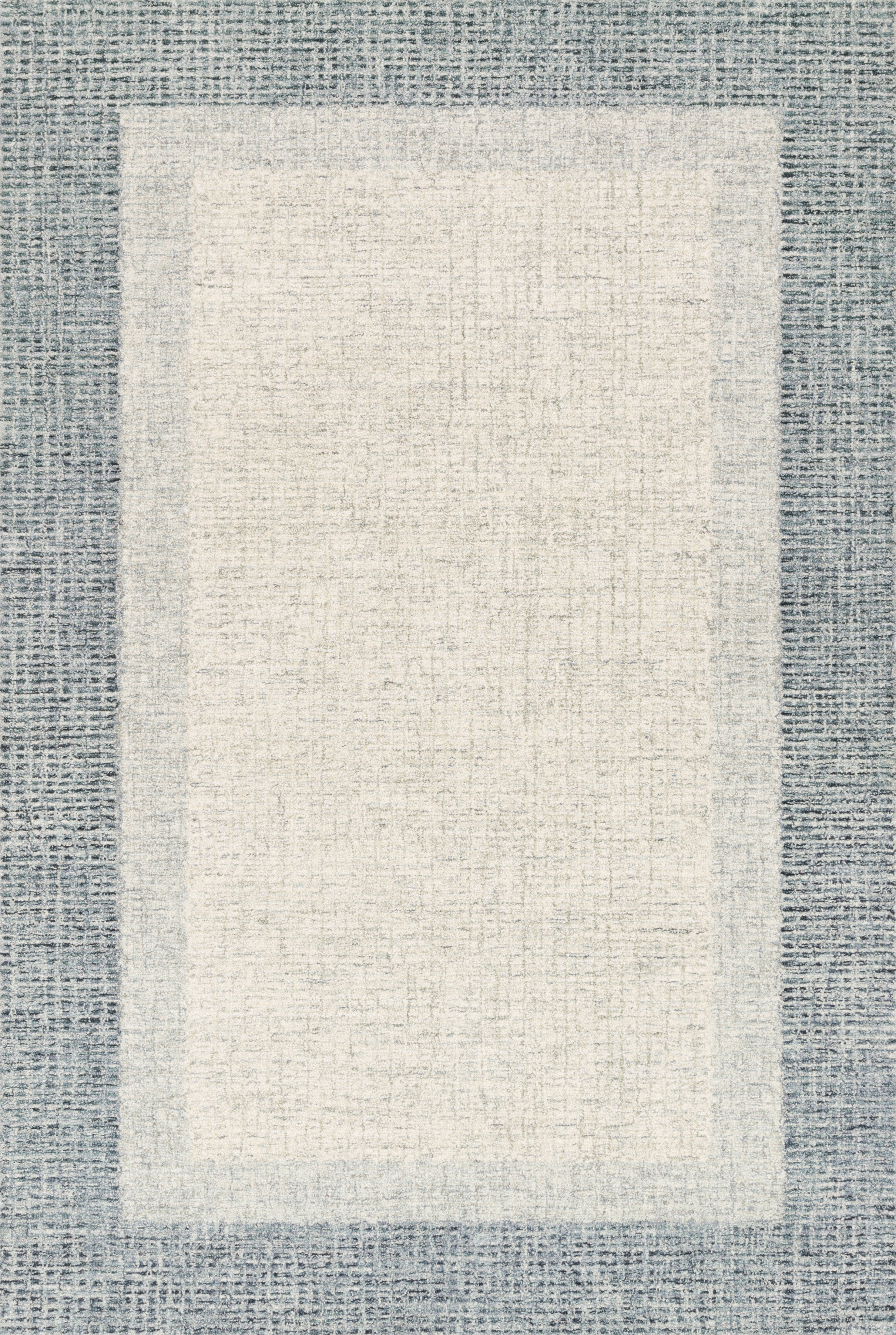 Rosina ROI-01 Grey / Blue Area Rug, hand-tufted from 100% wool with variegated yarns, crafted by Indian artisans