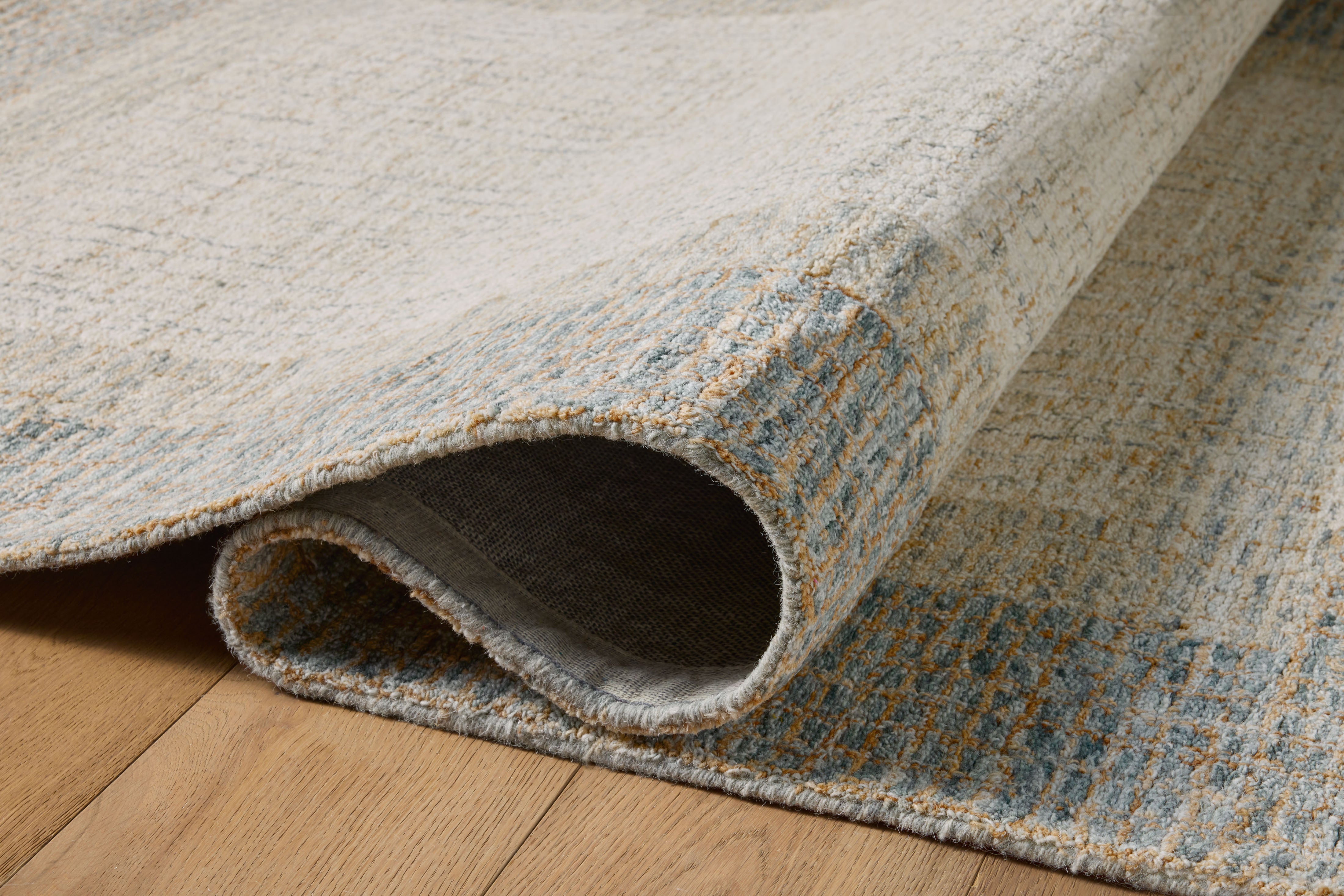 Rosina ROI-01 Sand Area Rug, hand-tufted wool rug with variegated yarns, crafted by artisans in India