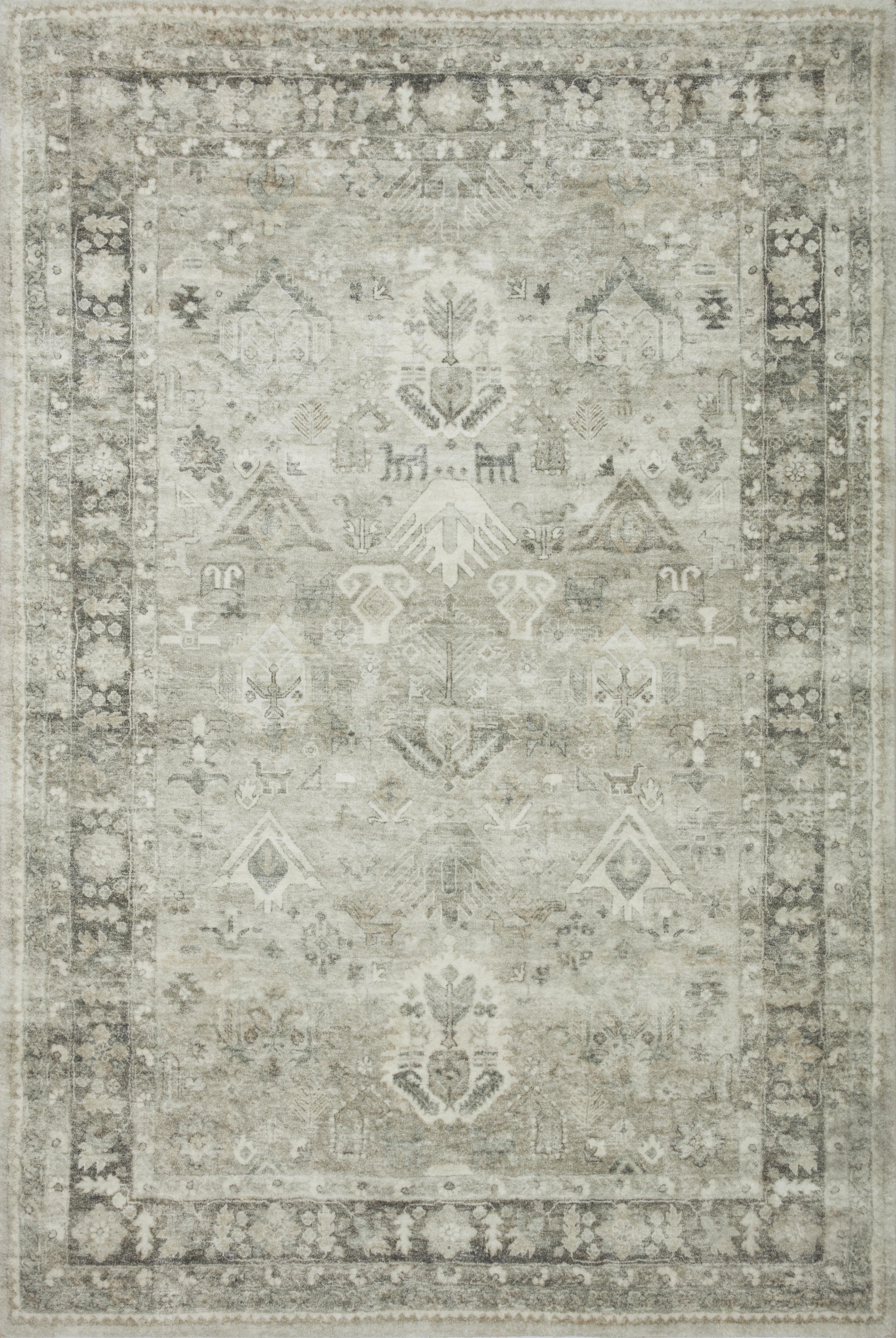 Rosette ROS-04 Steel/Graphite Area Rug, plush steel and graphite motif.