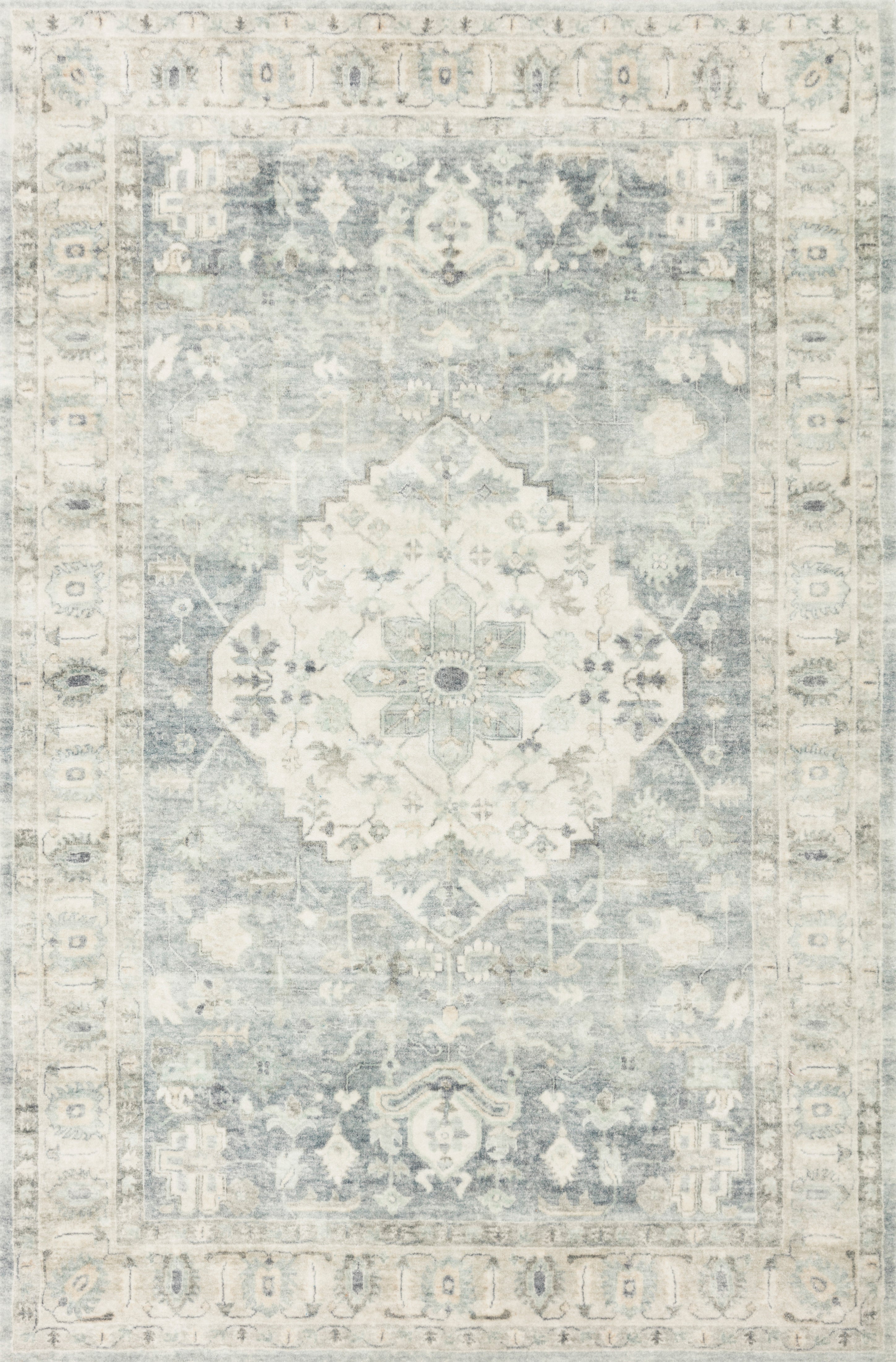 Rosette ROS-07 Denim/Fog Area Rug, ultra-soft with denim and fog tones.