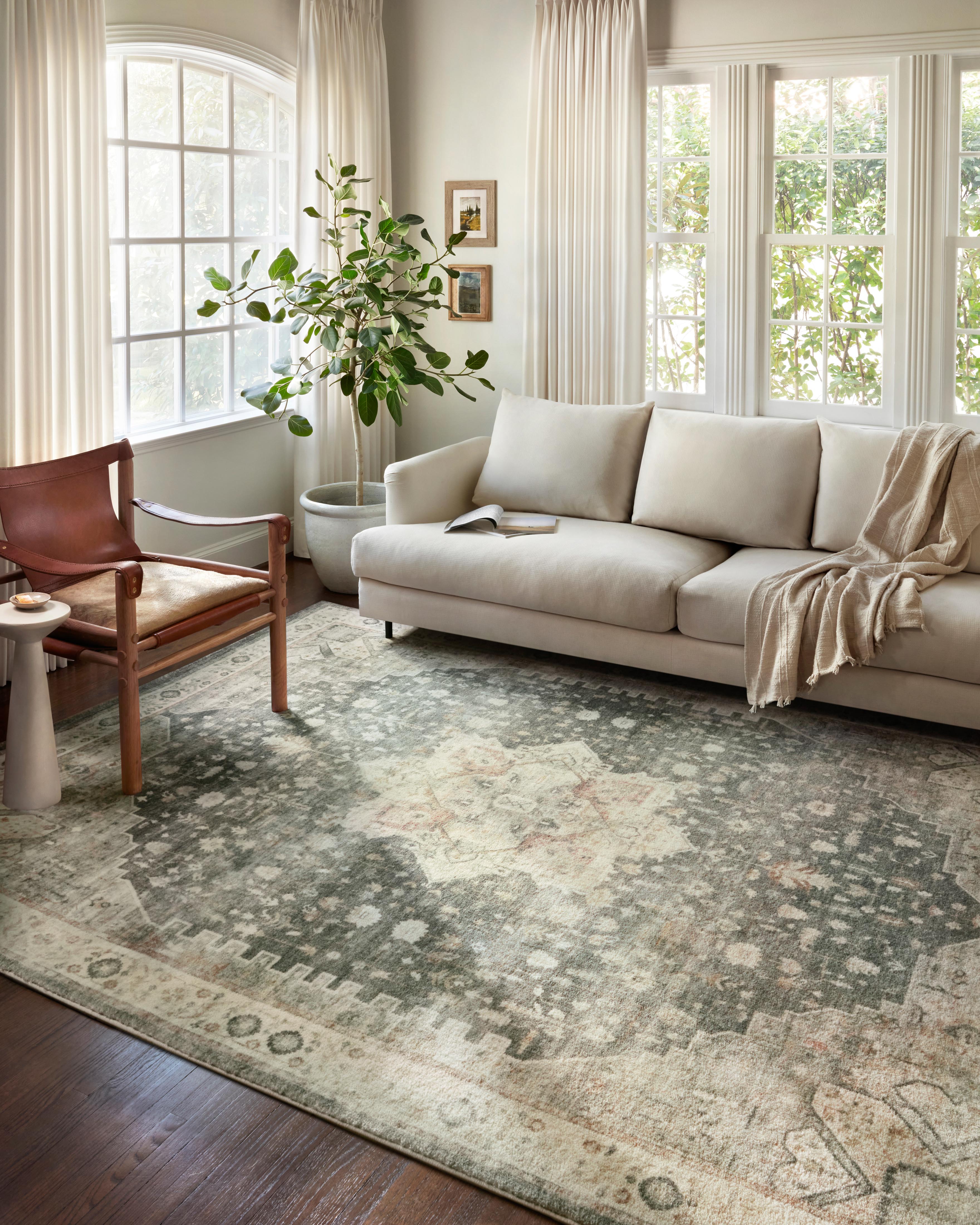Rosette ROS-09 Slate/Ivory Area Rug, plush slate and ivory motif.