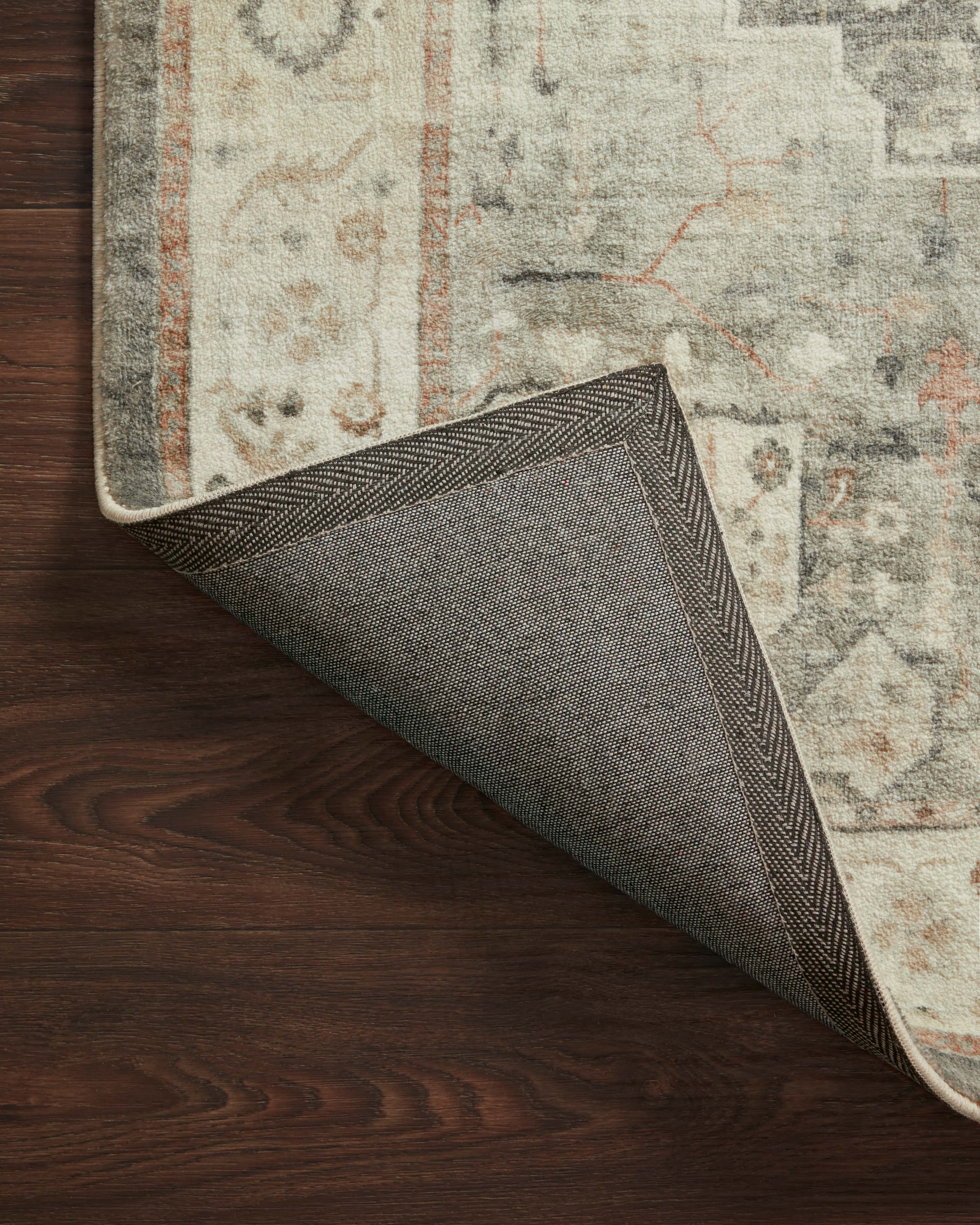 Rosette ROS-09 Slate/Ivory Area Rug, plush slate and ivory motif.