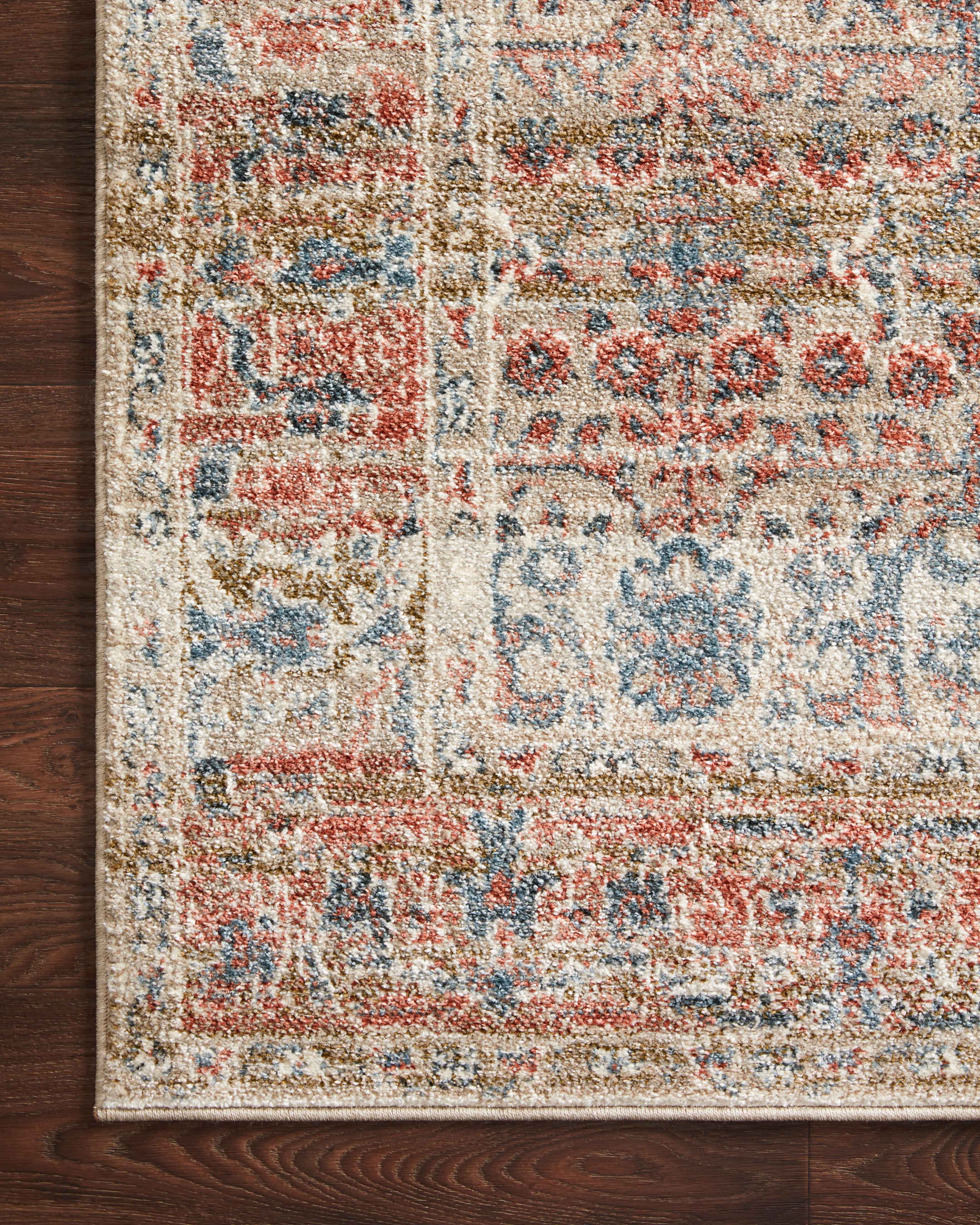 Saban SAB-05 sand and rust area rug with traditional design, Turkish power-loomed polyester, durable and non-shedding