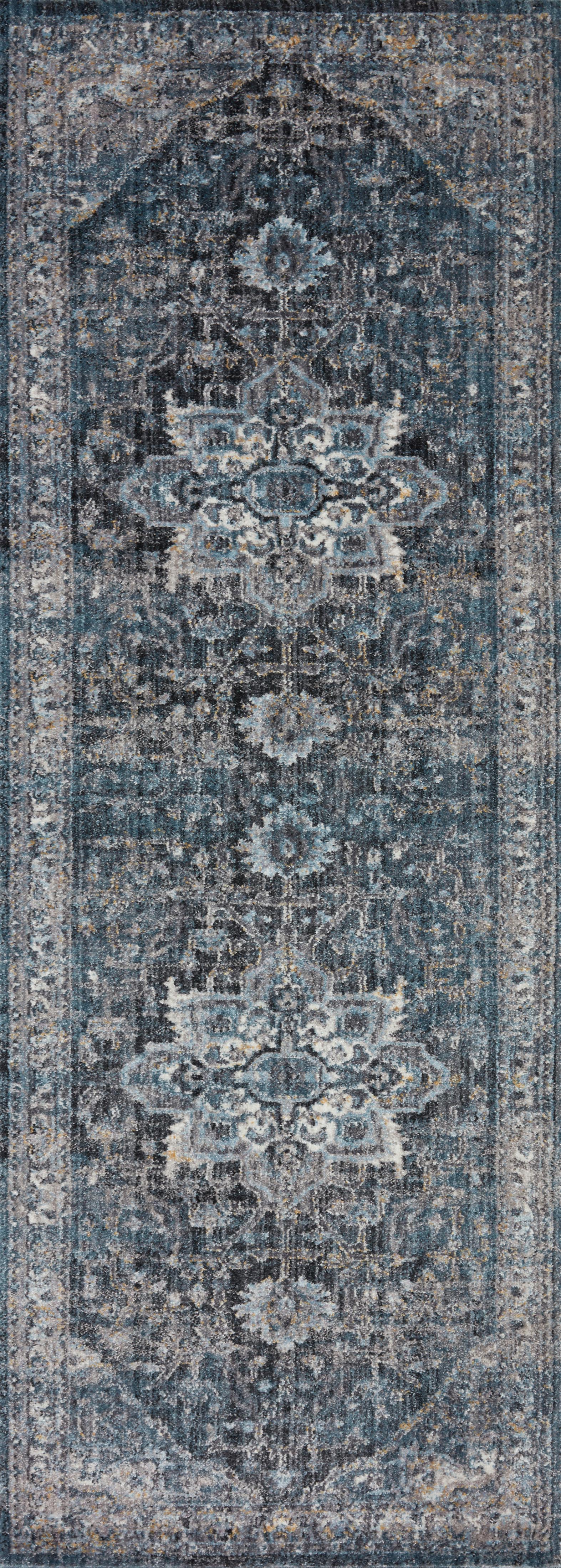 Samra SAM 01 denim grey area rug with modern design, power loomed polypropylene pile, contemporary living room rug