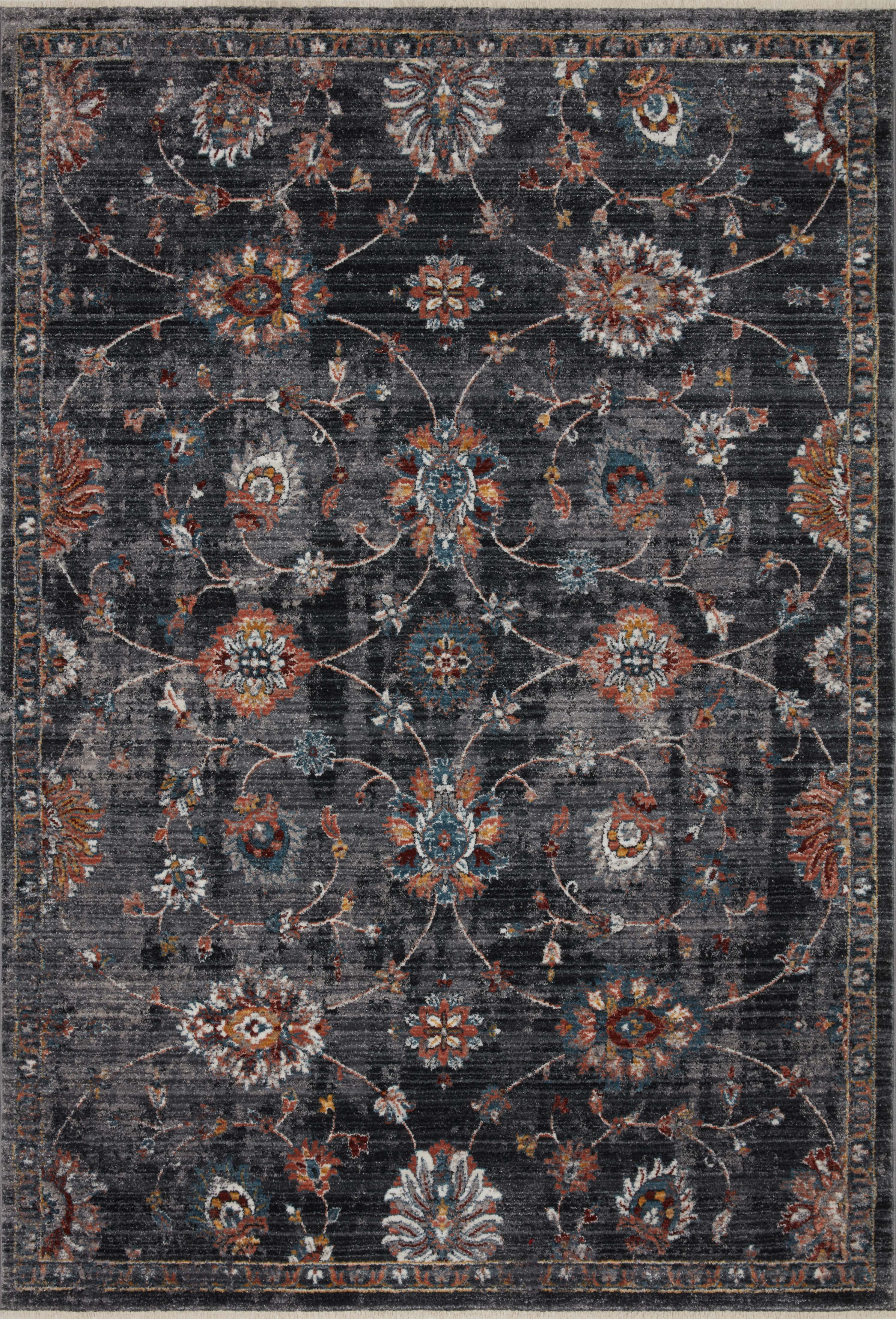 Samra SAM 08 charcoal multi area rug with layered color detailing, modern statement polypropylene rug