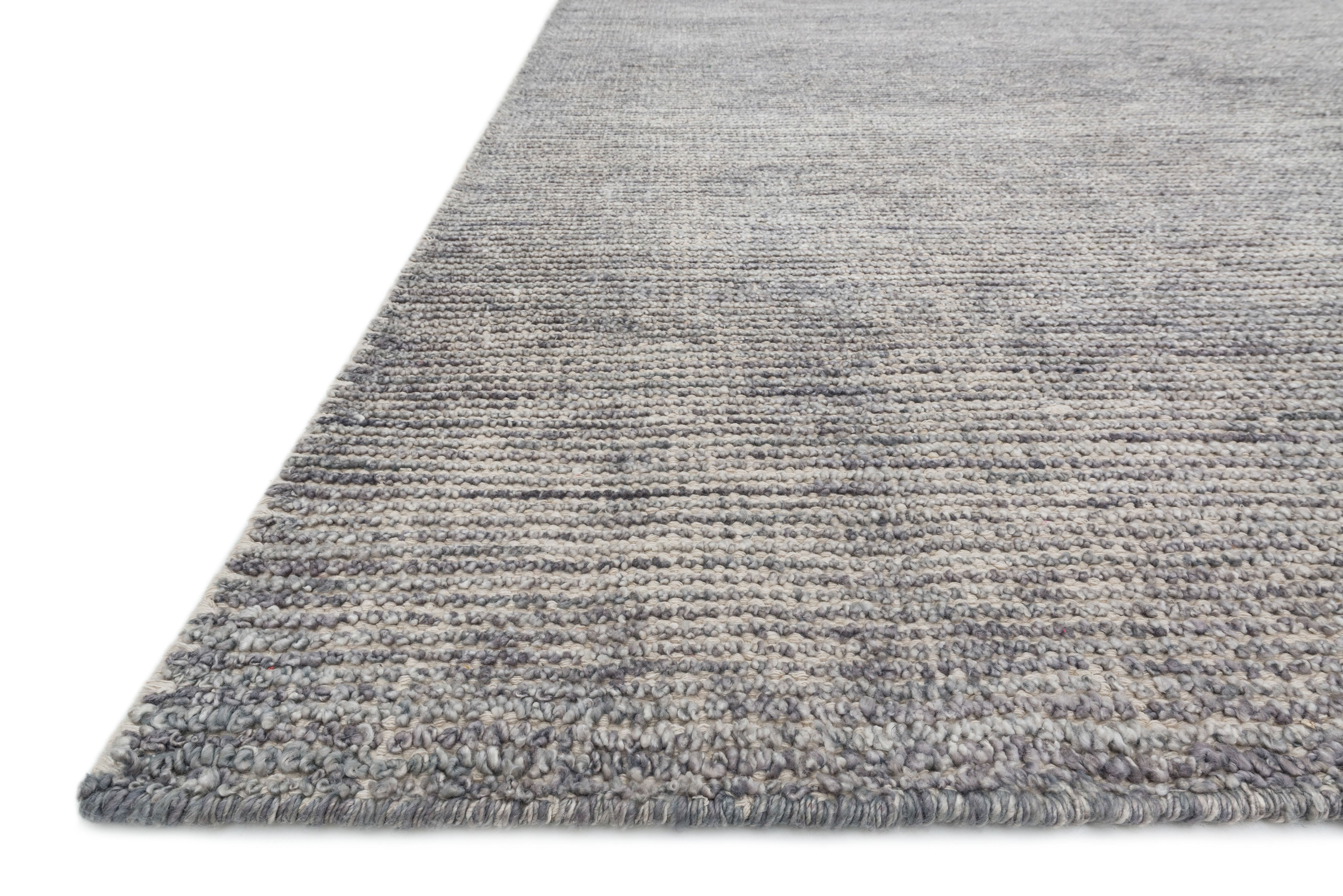 Serena SG-01 Grey hand-knotted neutral area rug with tonal grey variegation and sheen