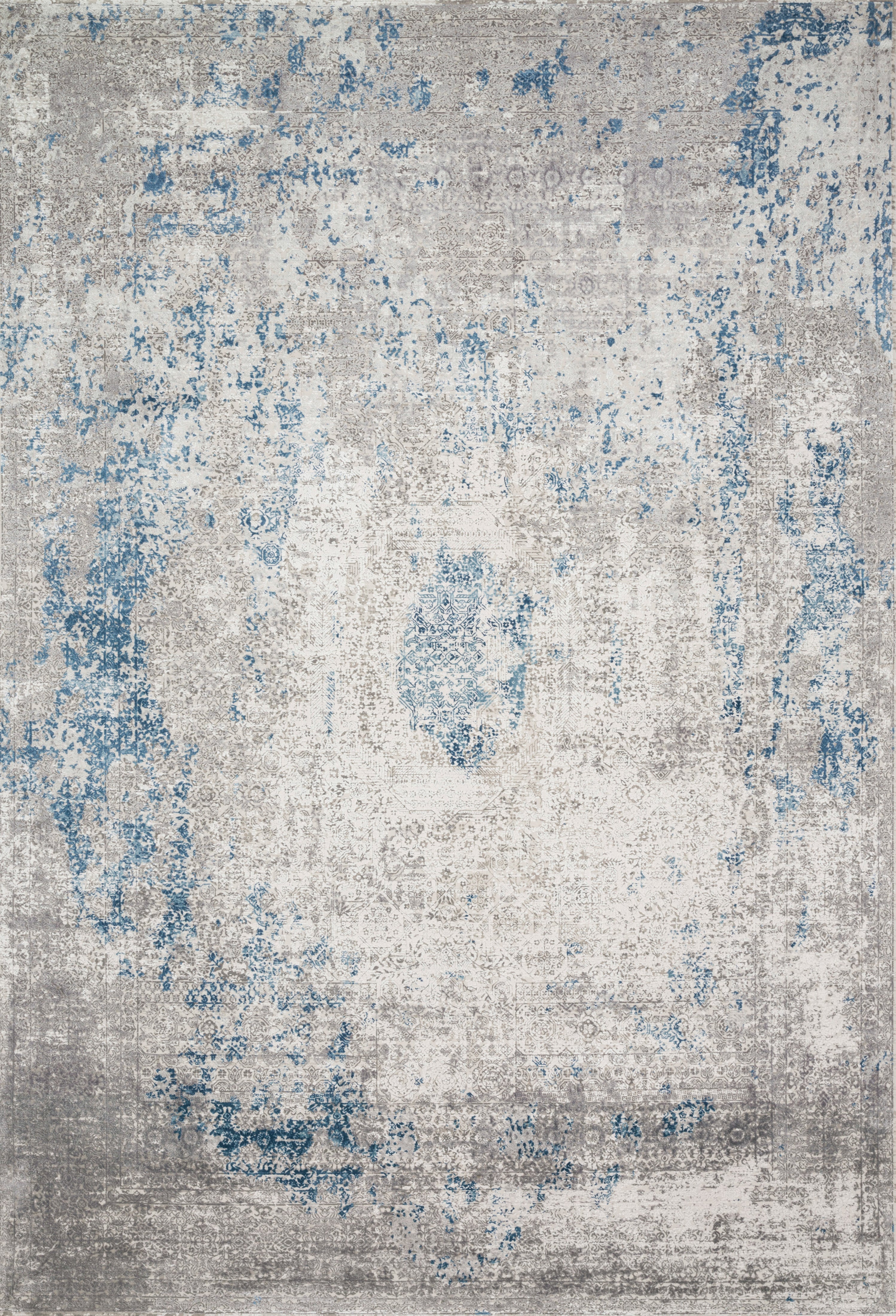 Sienne SIE-01 Dove/Ocean area rug with tonal distressed pattern, soft sheen, transitional design