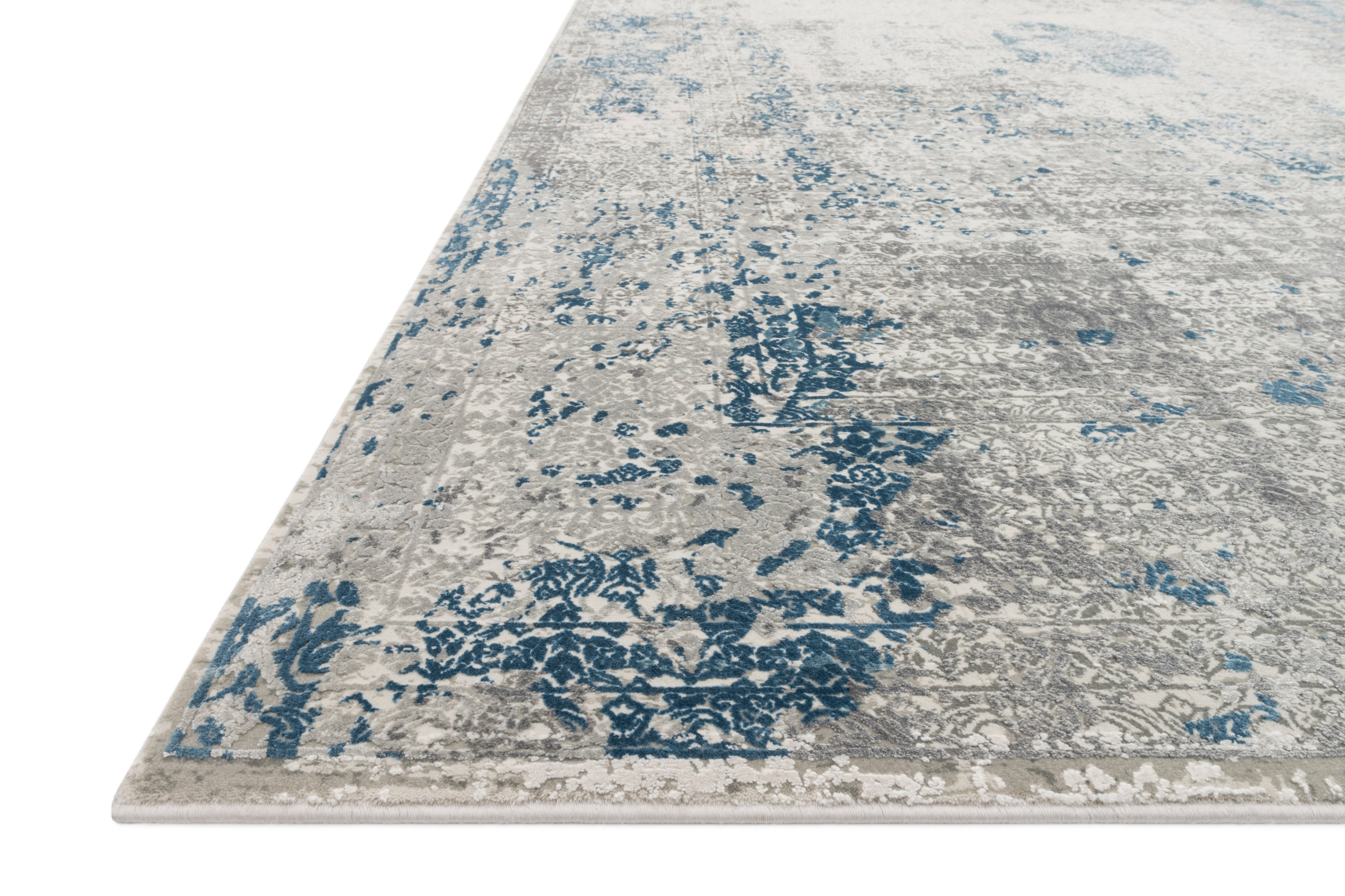 Sienne SIE-01 Dove/Ocean area rug with tonal distressed pattern, soft sheen, transitional design