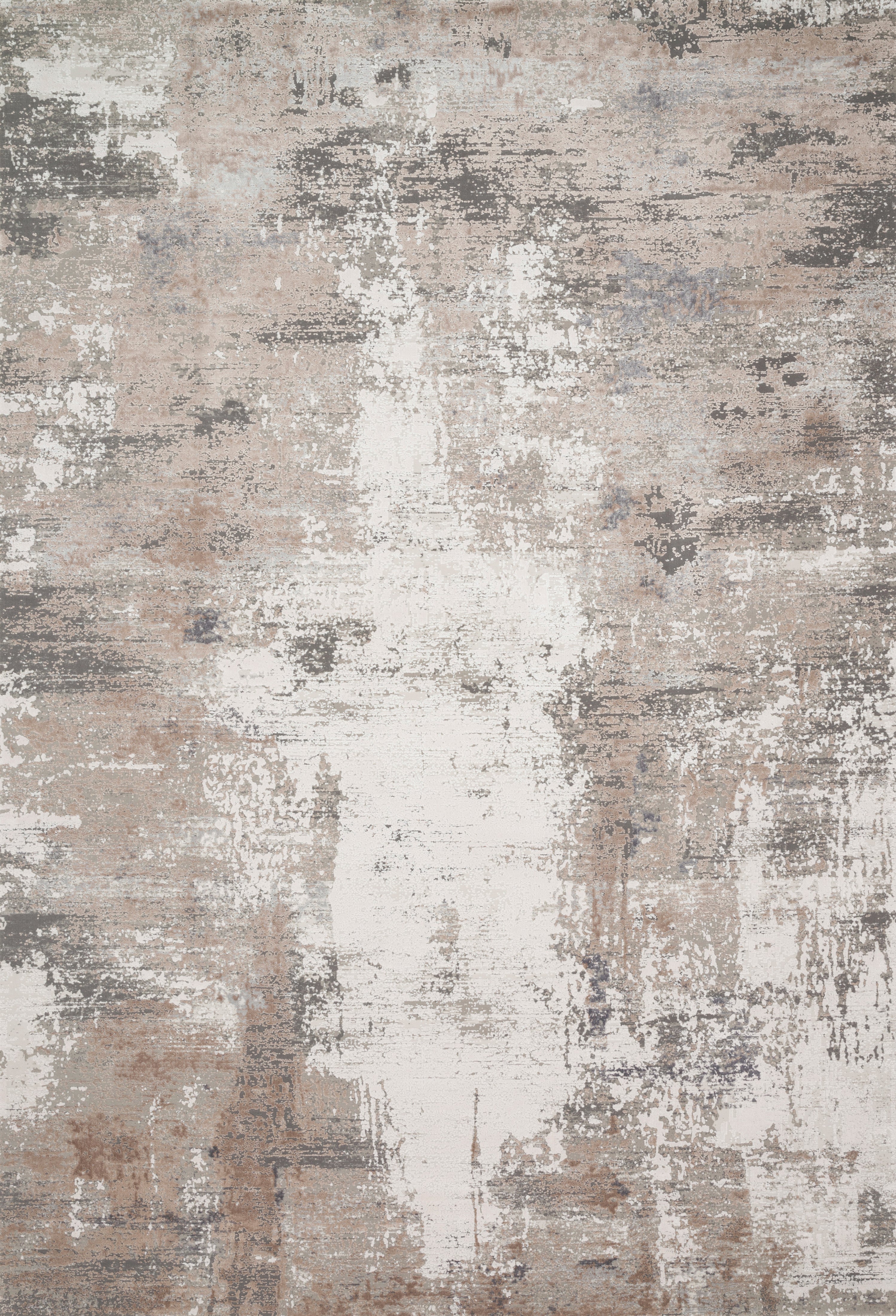 Sienne SIE-03 Ivory/Sand area rug with softly distressed pattern, warm neutral tones, light sheen