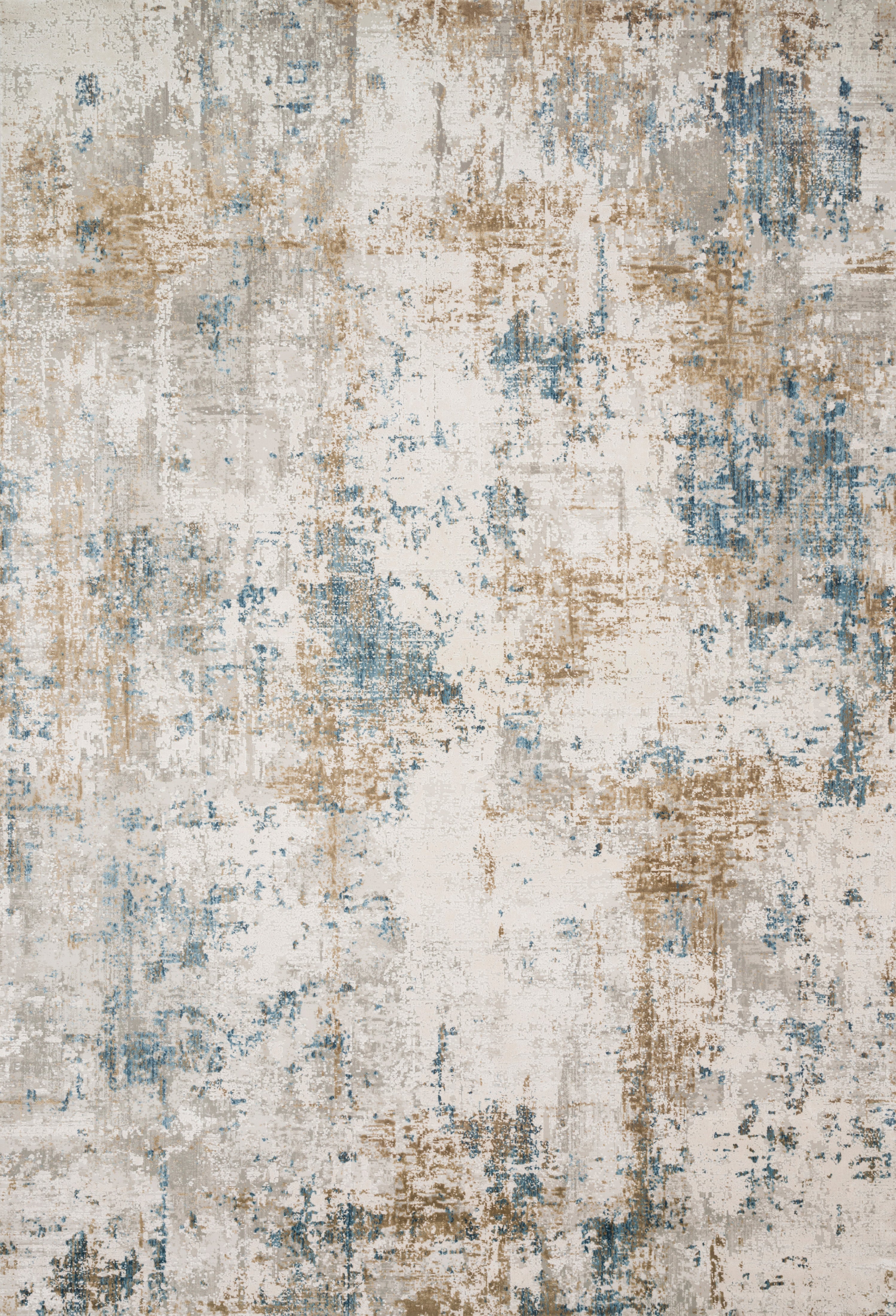 Sienne SIE-04 Ivory/Gold area rug with tonal distressed motif, ivory background with gold highlights