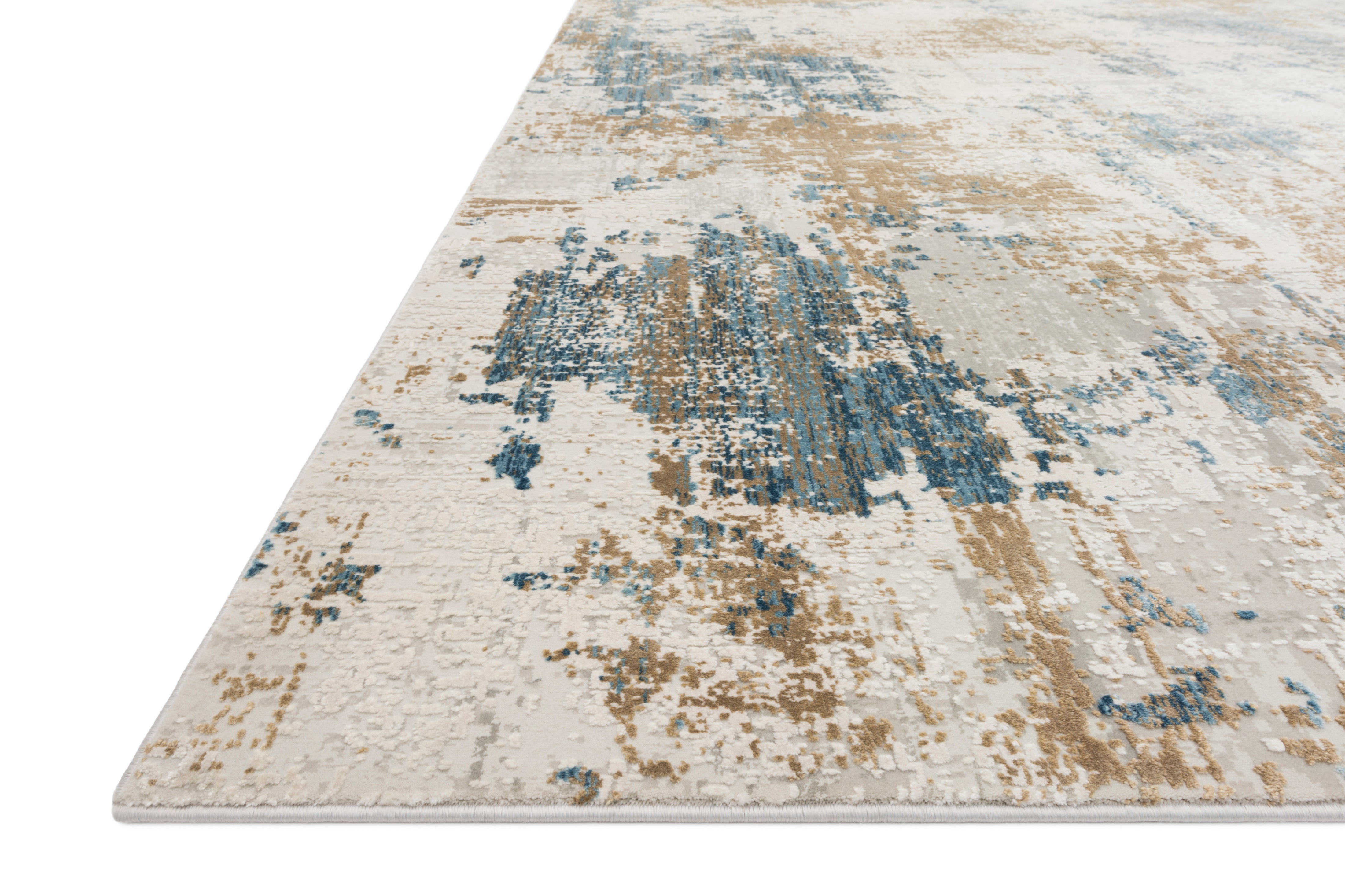 Sienne SIE-04 Ivory/Gold area rug with tonal distressed motif, ivory background with gold highlights
