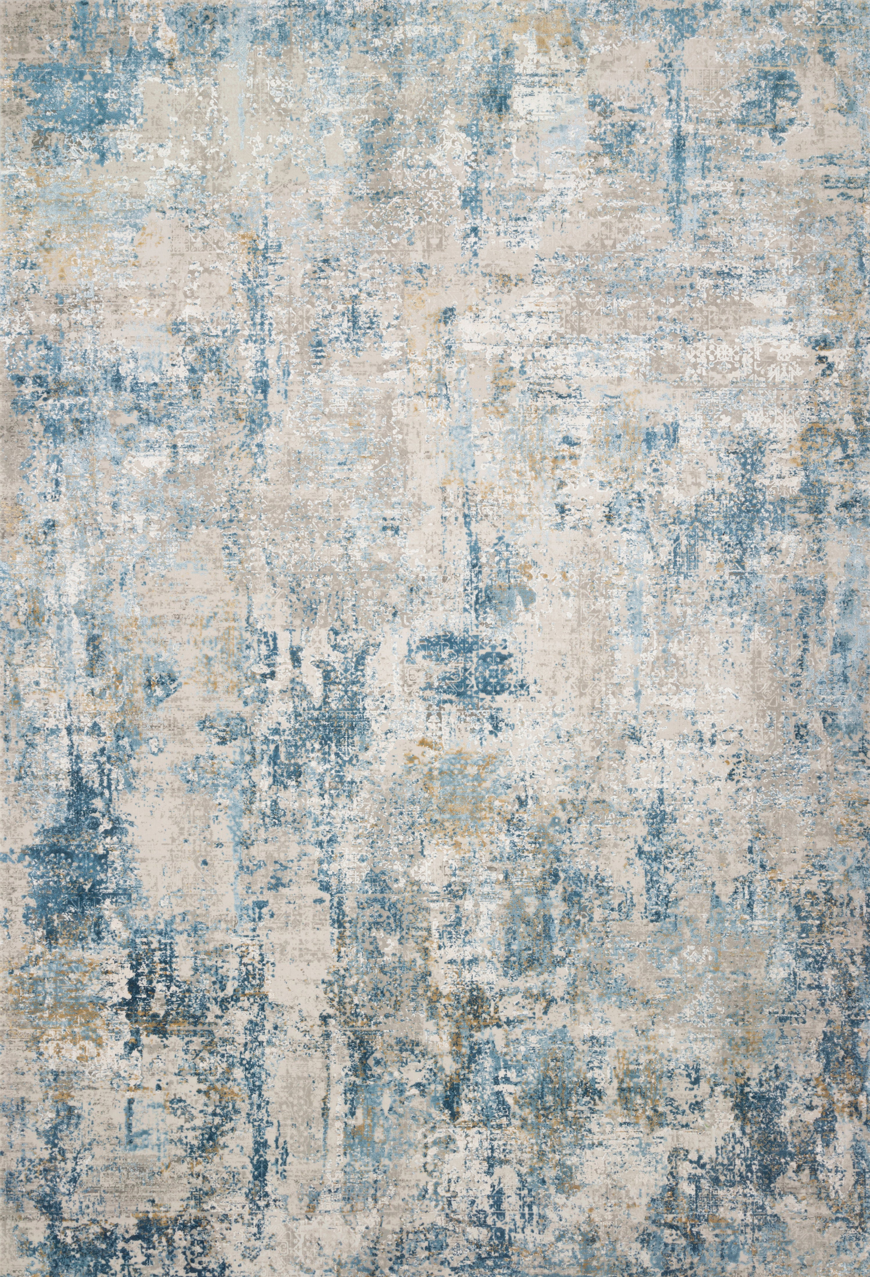 Sienne SIE-06 Grey/Blue area rug with tonal distressed design, cool grey and blue palette, soft sheen