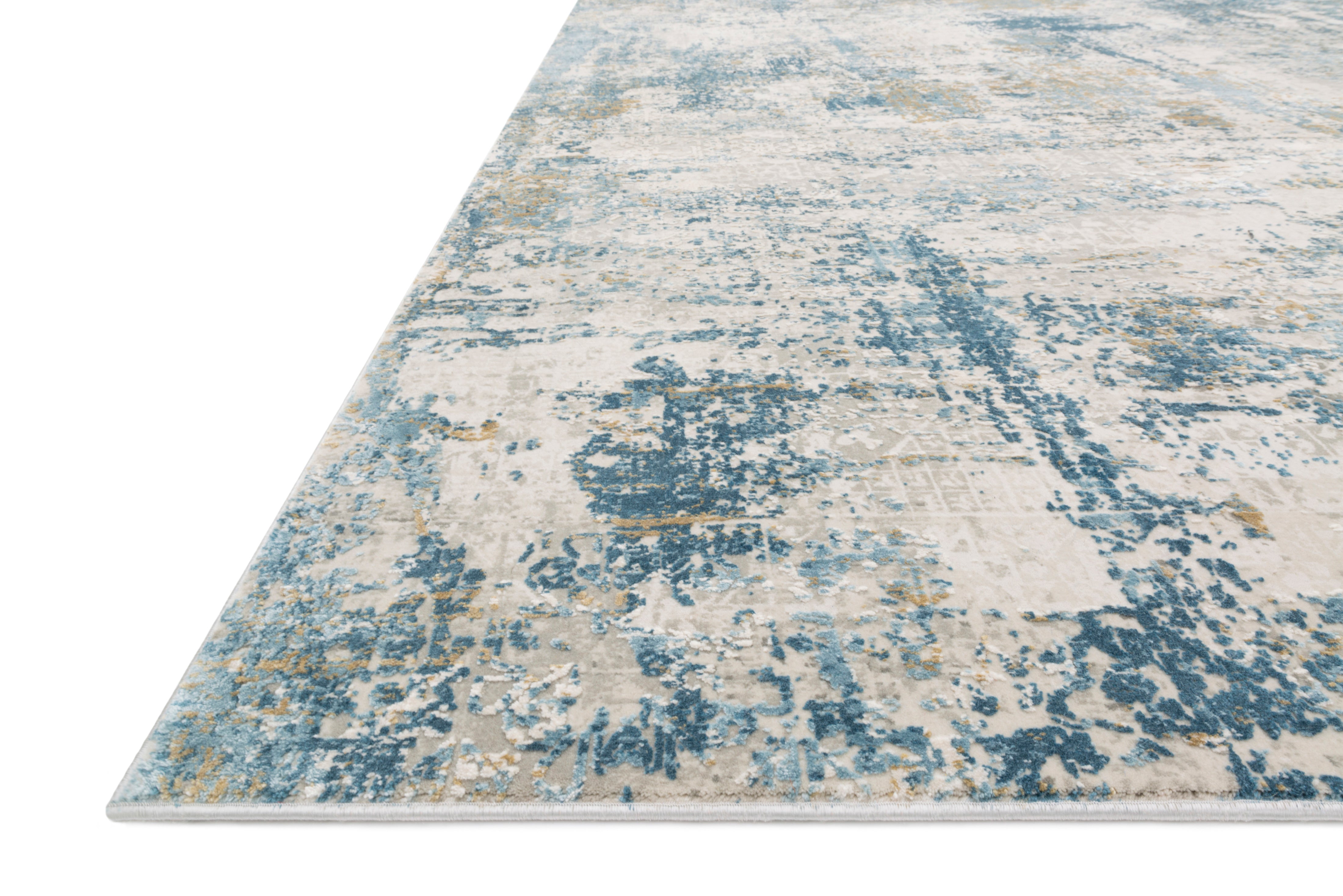 Sienne SIE-06 Grey/Blue area rug with tonal distressed design, cool grey and blue palette, soft sheen