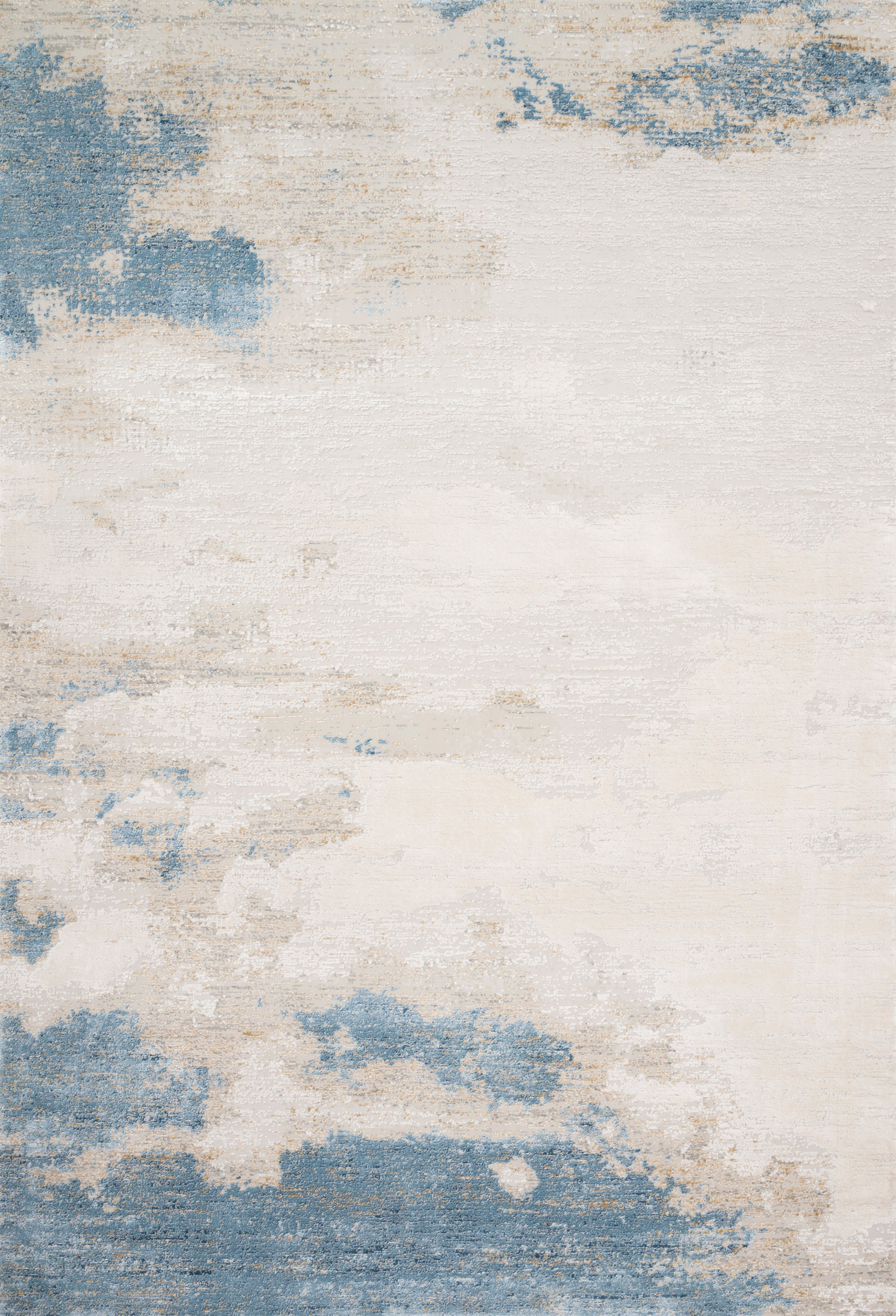 Sienne SIE-08 Sand/Ocean area rug with tonal distressed pattern, sand neutrals with ocean blue accents