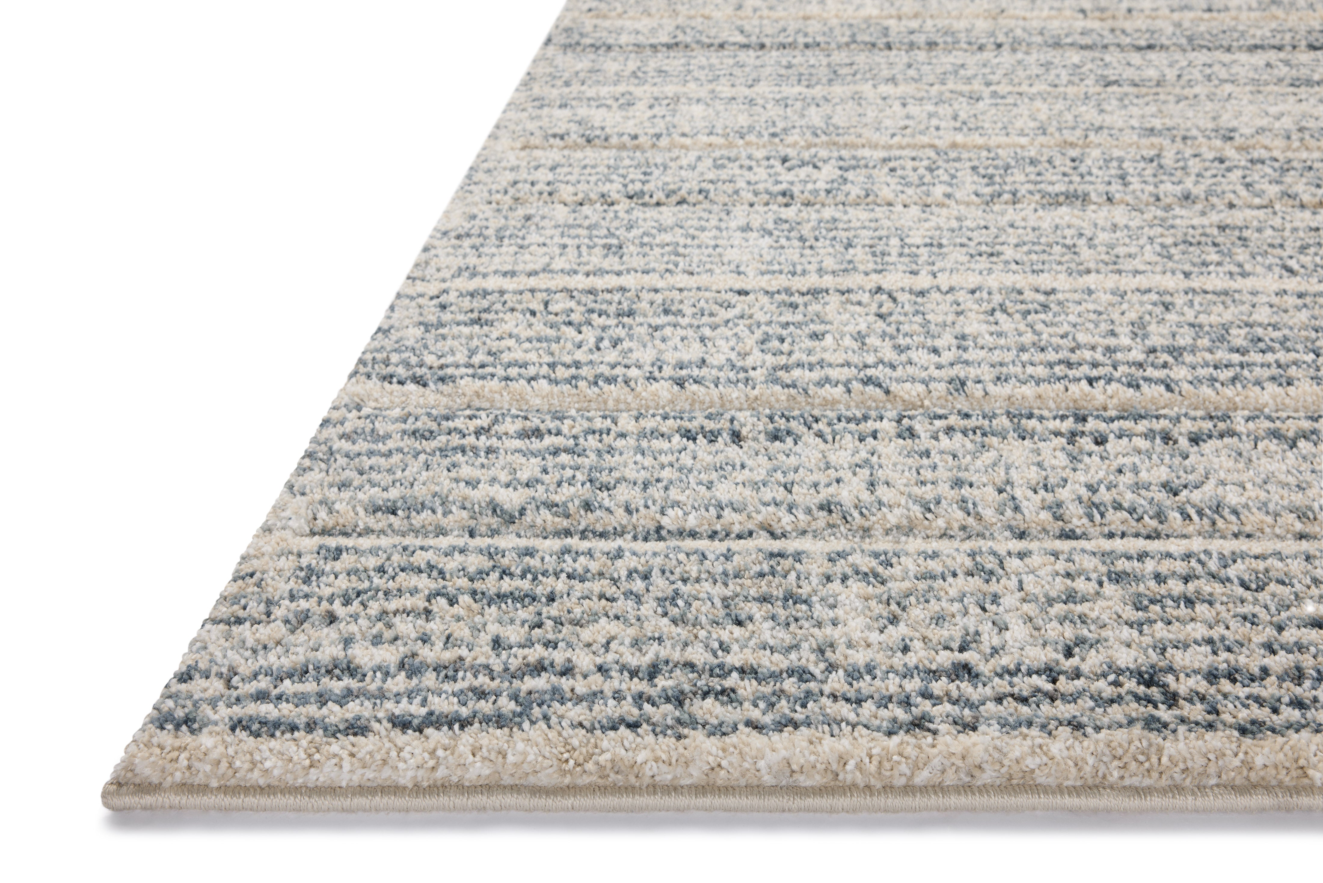 SILAS SLA-03 Oatmeal/Blue geometric area rug with faded pattern and blue accents
