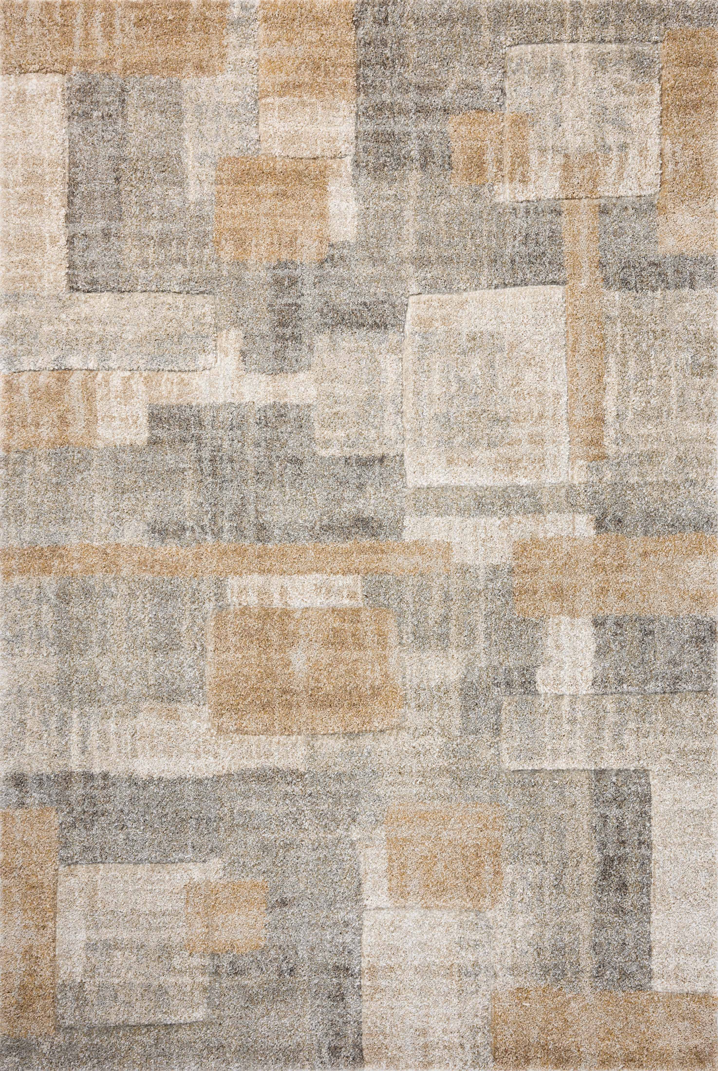 SILAS SLA-06 Stone/Wheat geometric area rug with earthy stone and wheat tones, distressed look