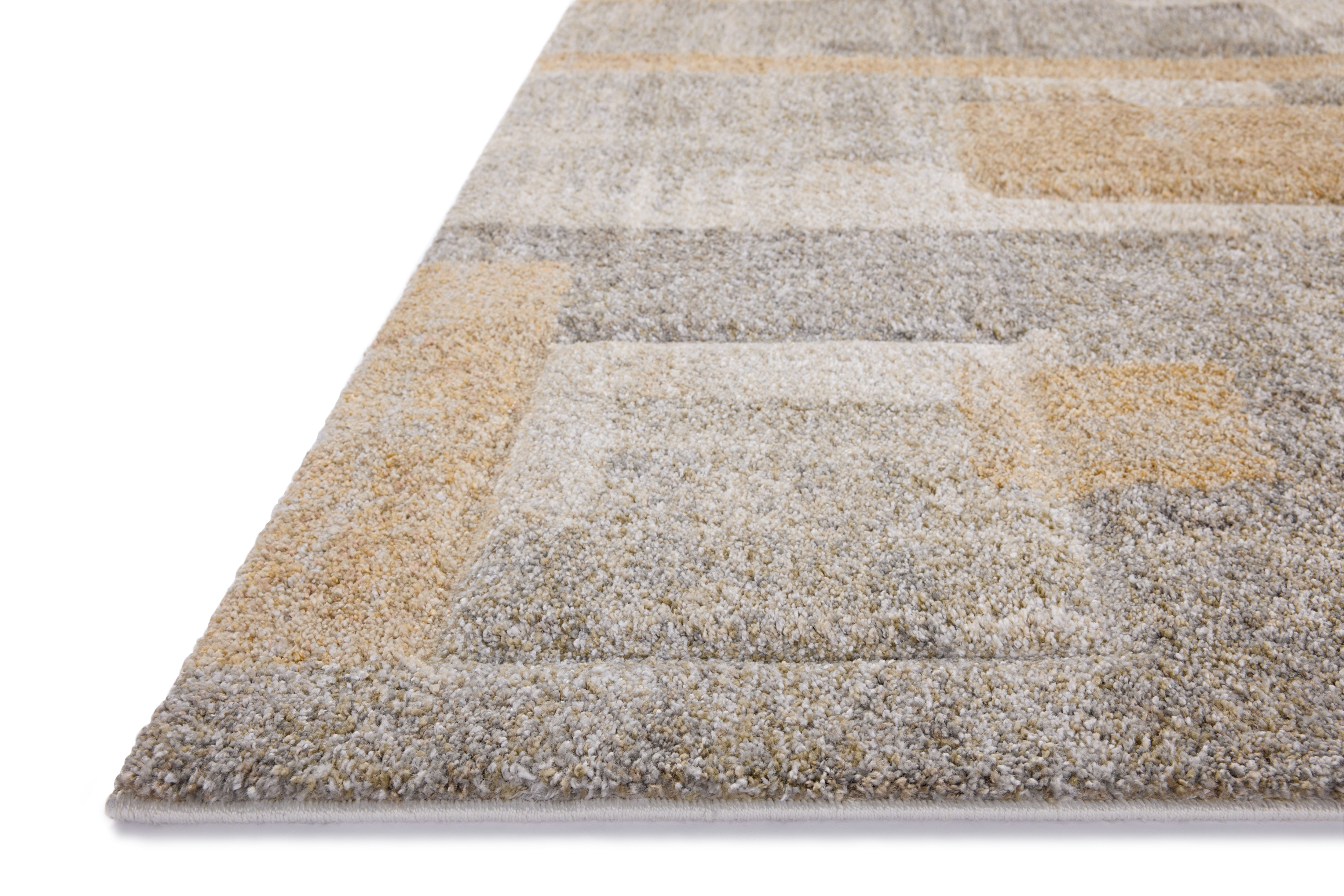 SILAS SLA-06 Stone/Wheat geometric area rug with earthy stone and wheat tones, distressed look