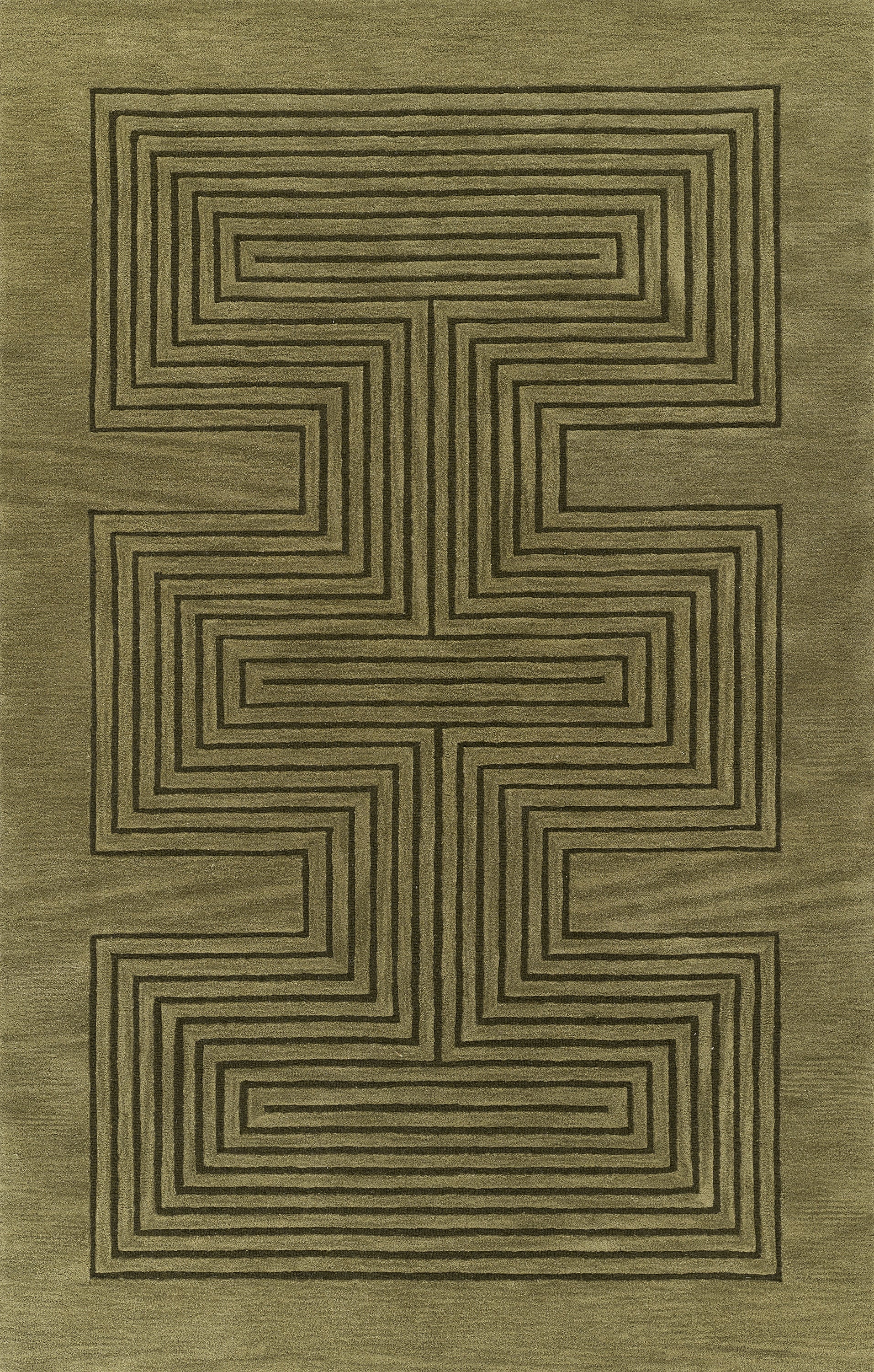 Simba SIM-3 Green Area Rug, premium New Zealand wool with graphic abstract design